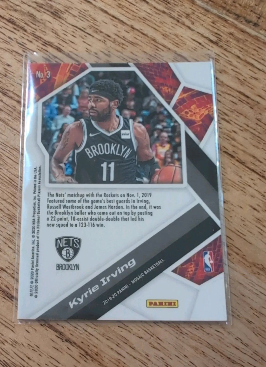 2019-20 Panini Mosaic Kyrie Irving Will to Win #13 Back