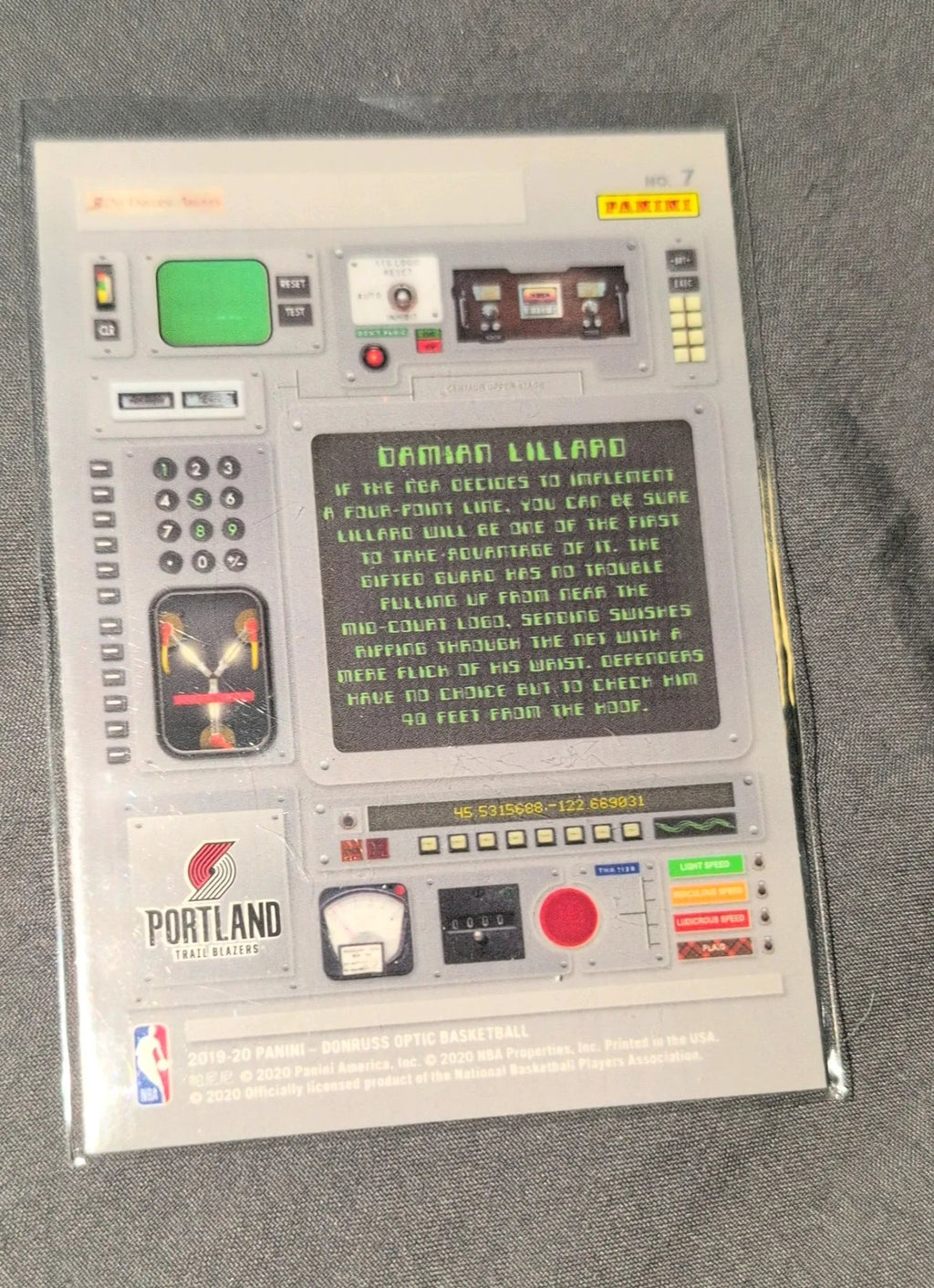 2019-20 Panini Donruss Optic Damian Lillard T-Minus 3,2,1 #7 Back