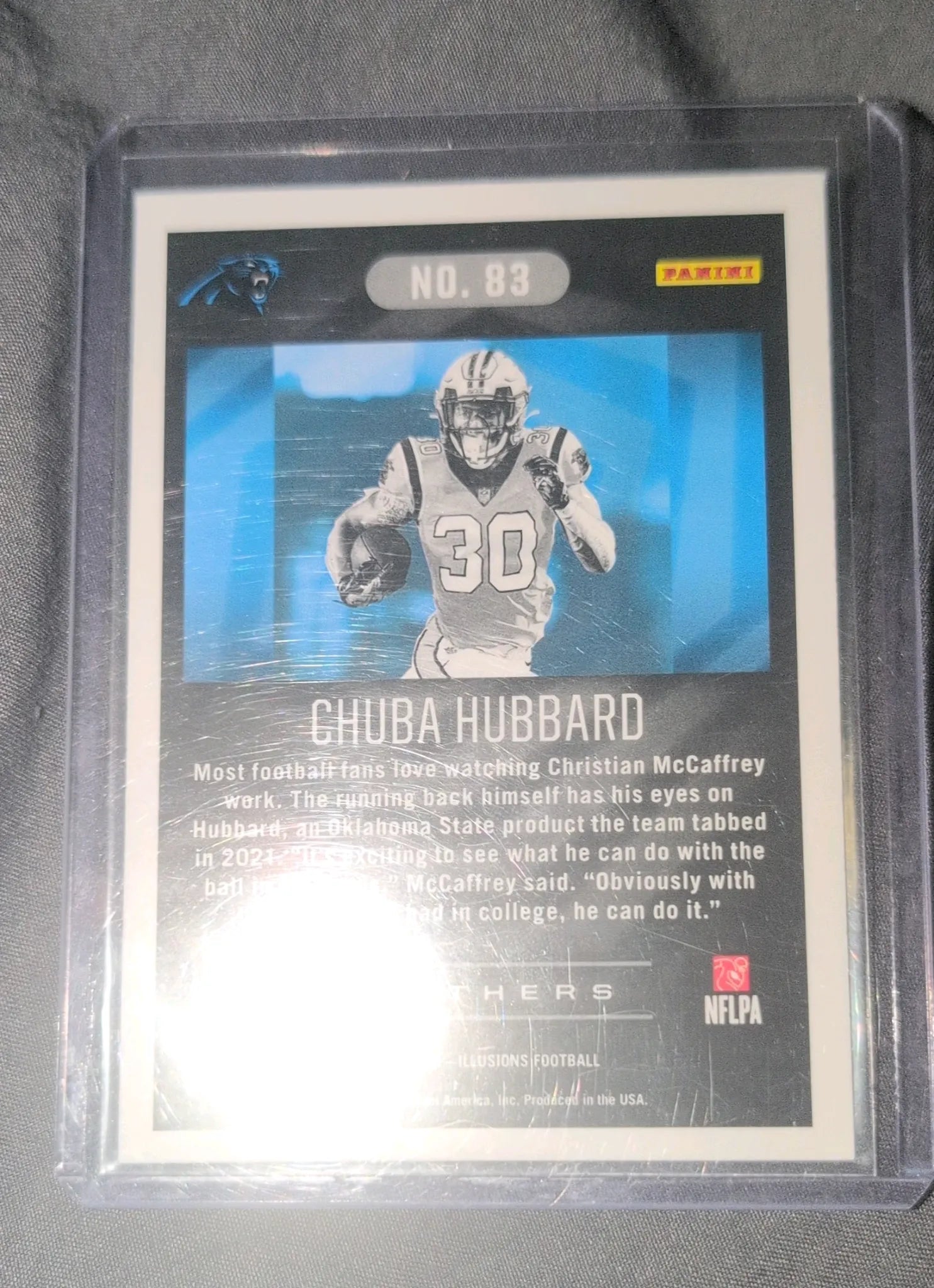 2021 Panini Illusions Chuba Hubbard RC #03 Holo - Back