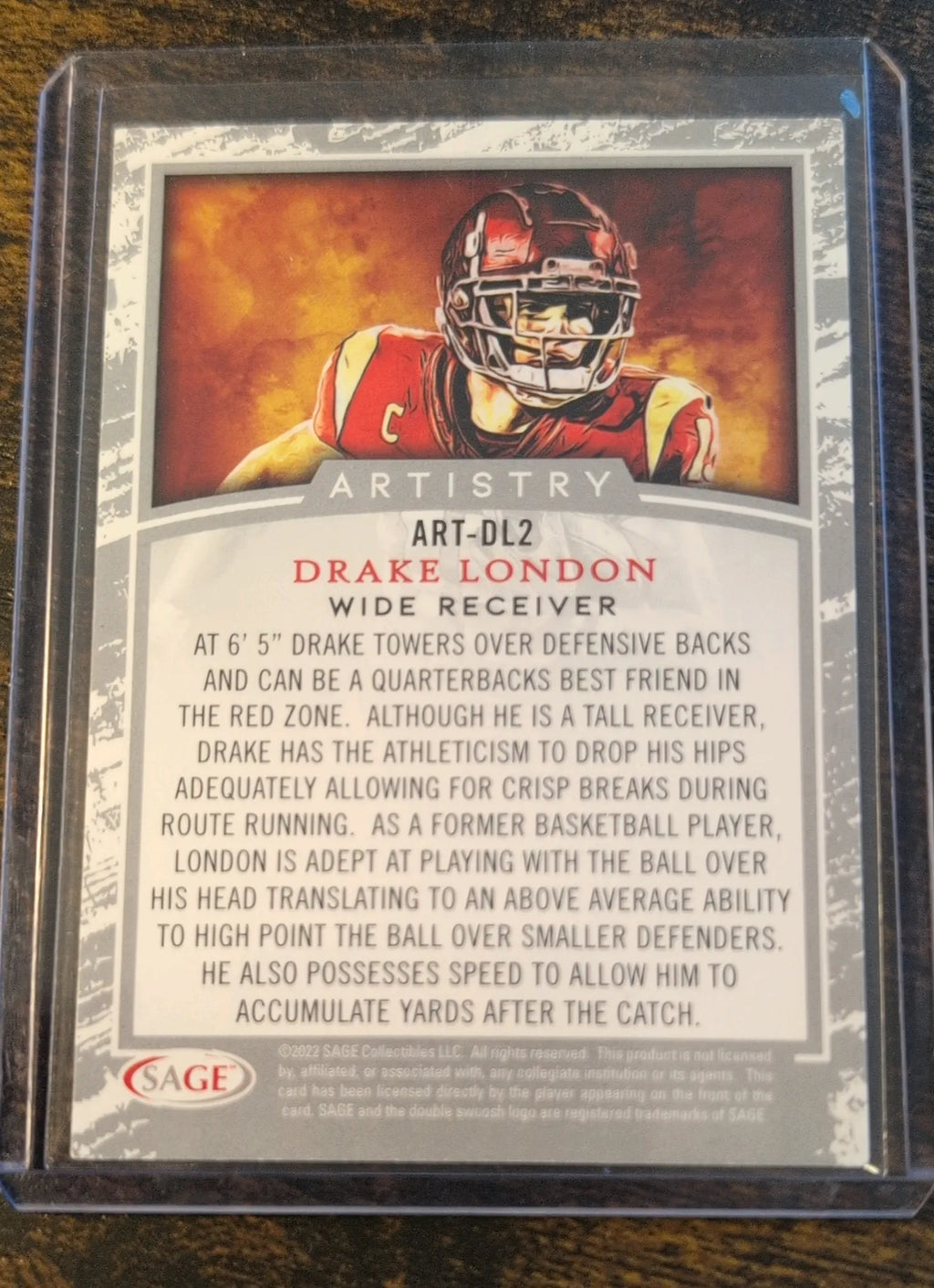 2022 SAGE Artistry Drake London #ART-DL2 USC Pre-Draft