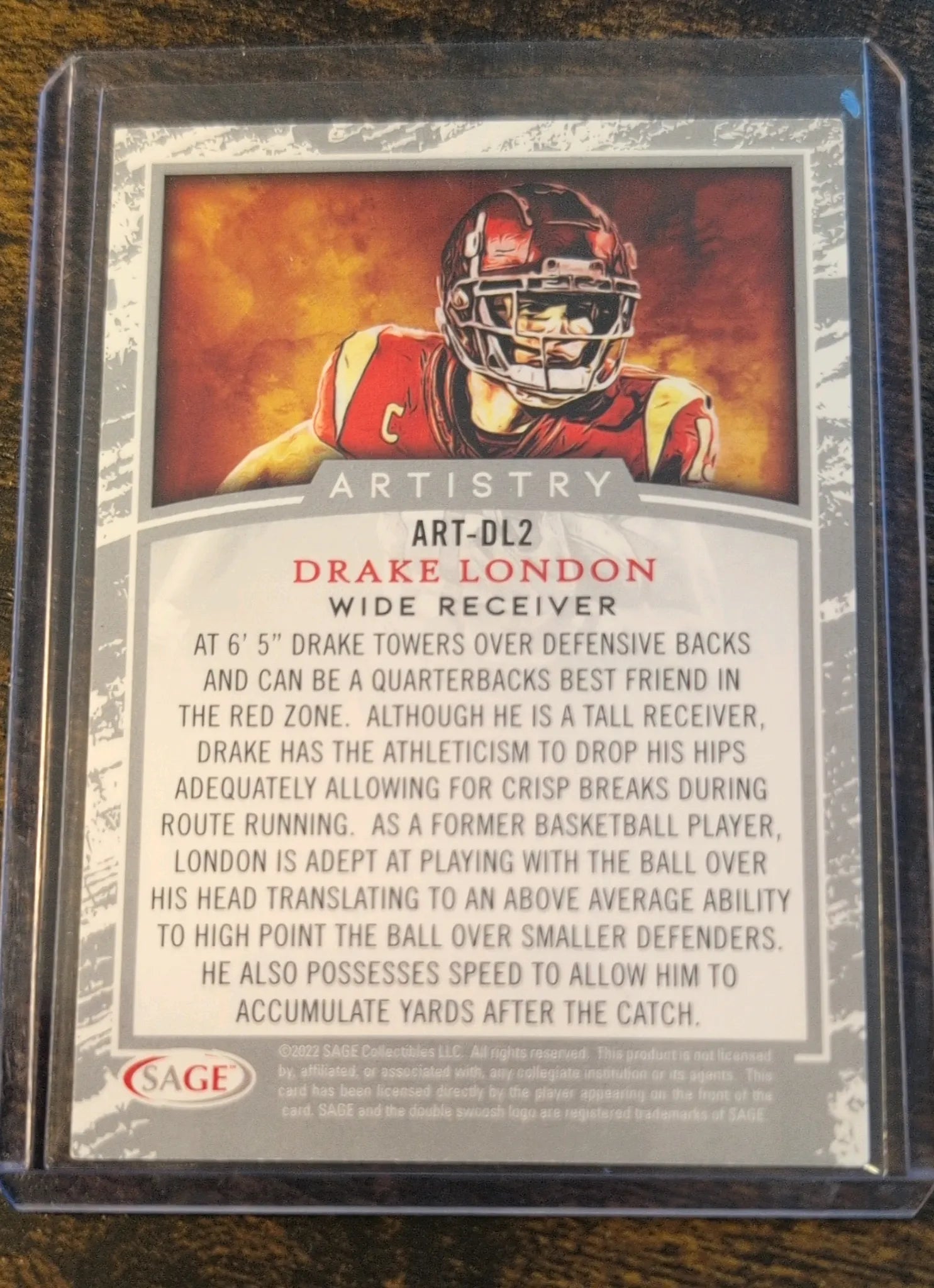 2022 SAGE Artistry Drake London #ART-DL2 USC Pre-Draft