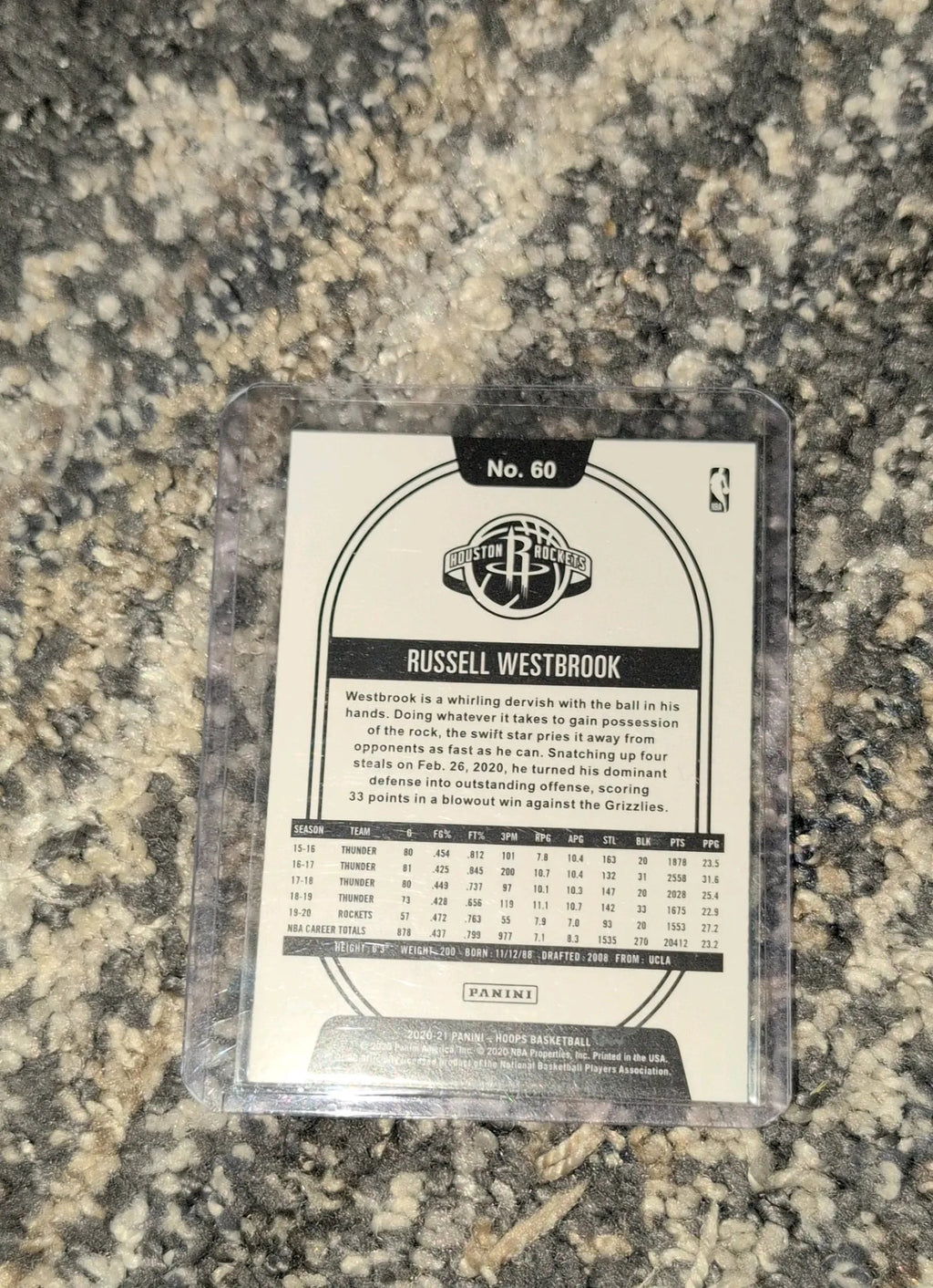 2020-21 Panini NBA Hoops Russell Westbrook #60 - Front