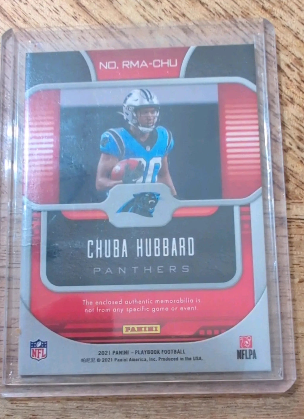 2021 Panini Playbook Chuba Hubbard #RMA-CHU Rookie Patch - Back
