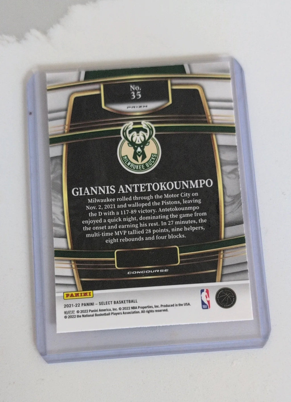 2021-22 Panini Select Giannis Antetokounmpo Orange Prizm #35 Back