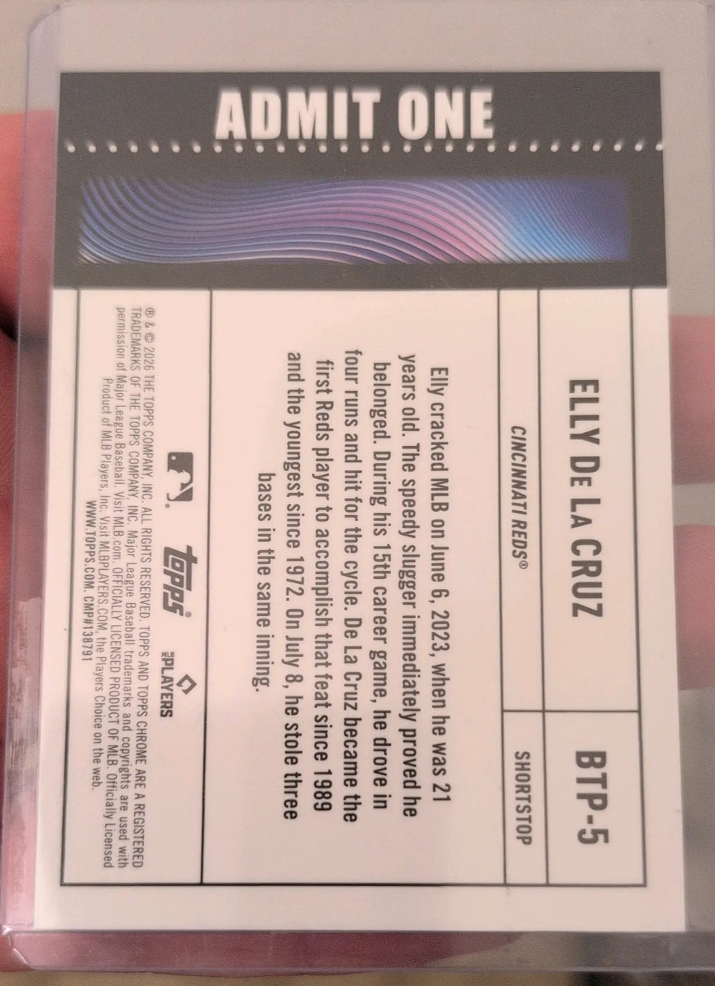 2026 Topps Chrome Big Ticket Player Elly De La Cruz #BTP-5 - Back