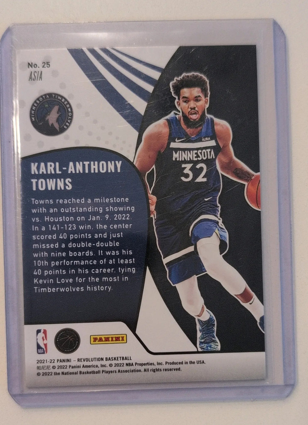 2021-22 Panini Revolution Vortex Asia Karl-Anthony Towns #25 - Front