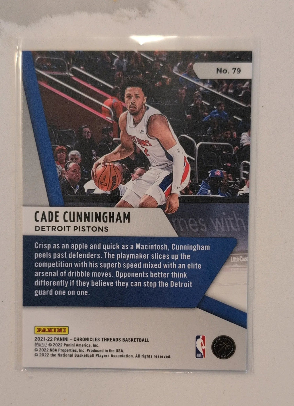 2021-22 Panini Chronicles Threads RC Cade Cunningham #79 - Back