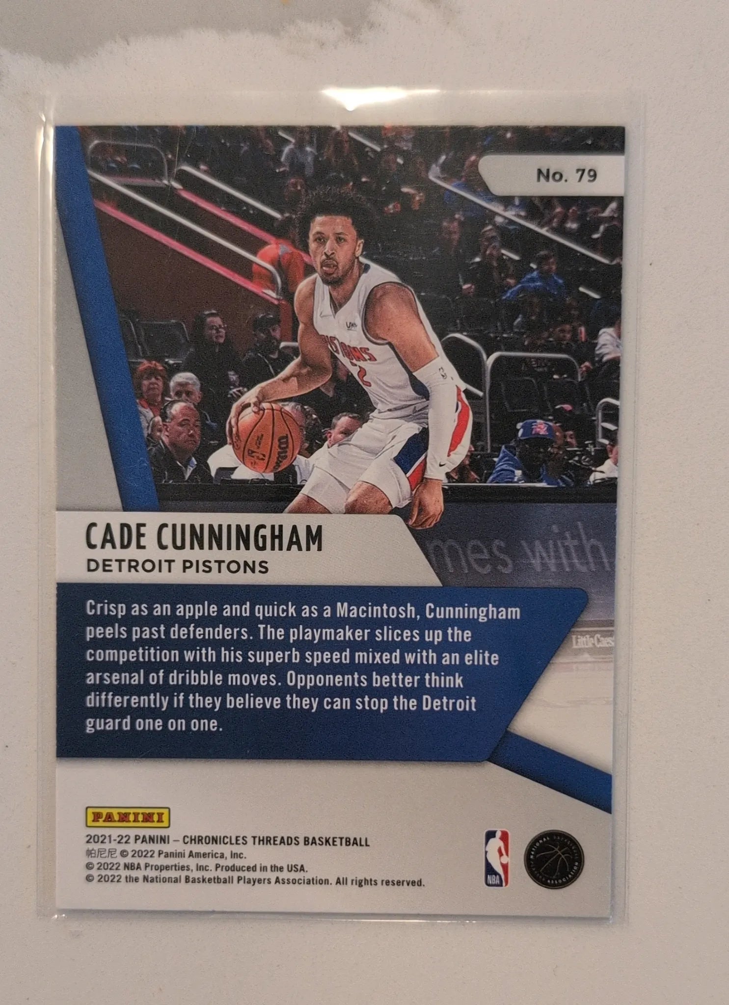 2021-22 Panini Chronicles Threads RC Cade Cunningham #79 - Back