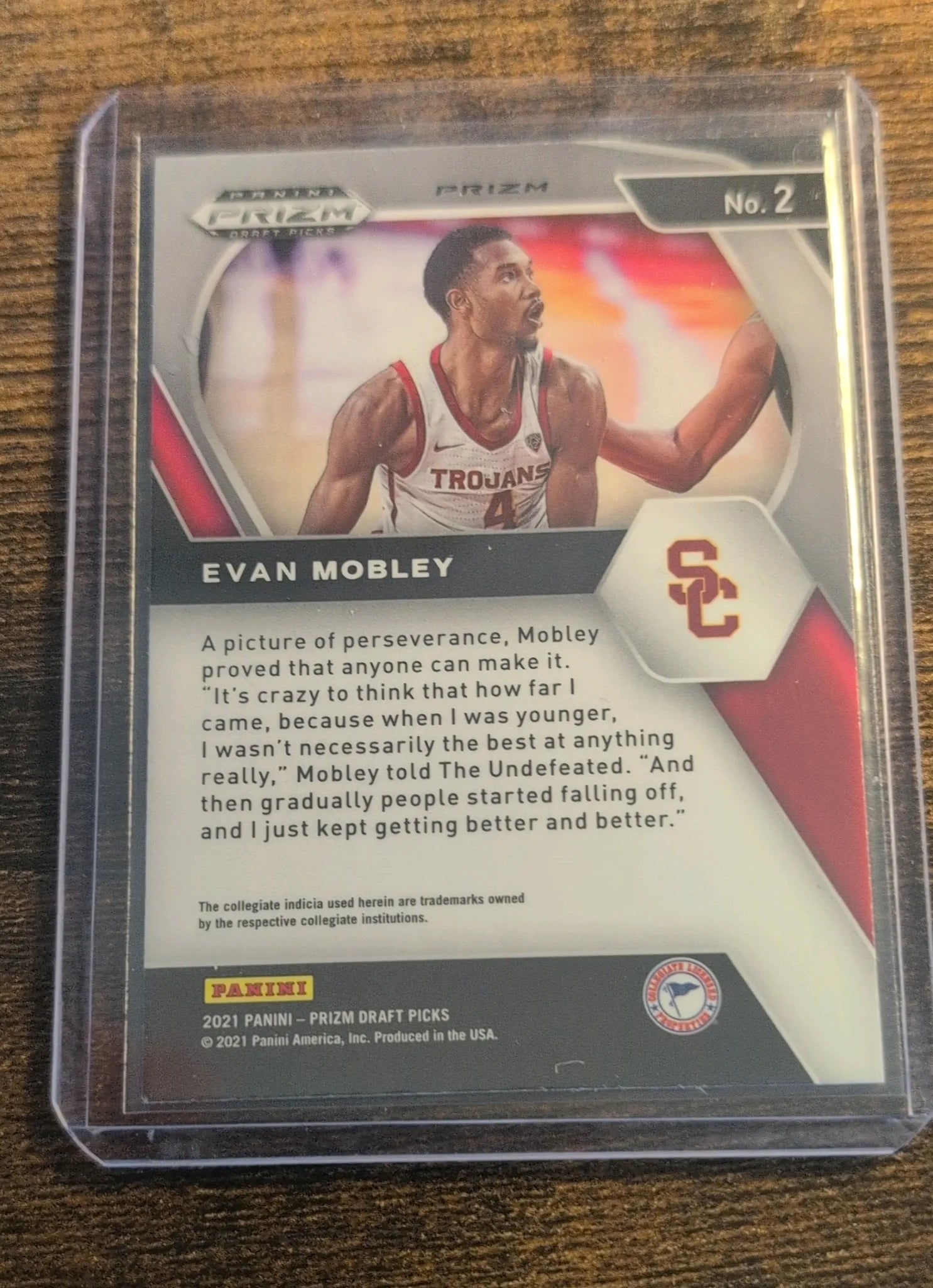 2021 Panini Prizm Draft Picks Evan Mobley Cracked Ice RC #2 Back