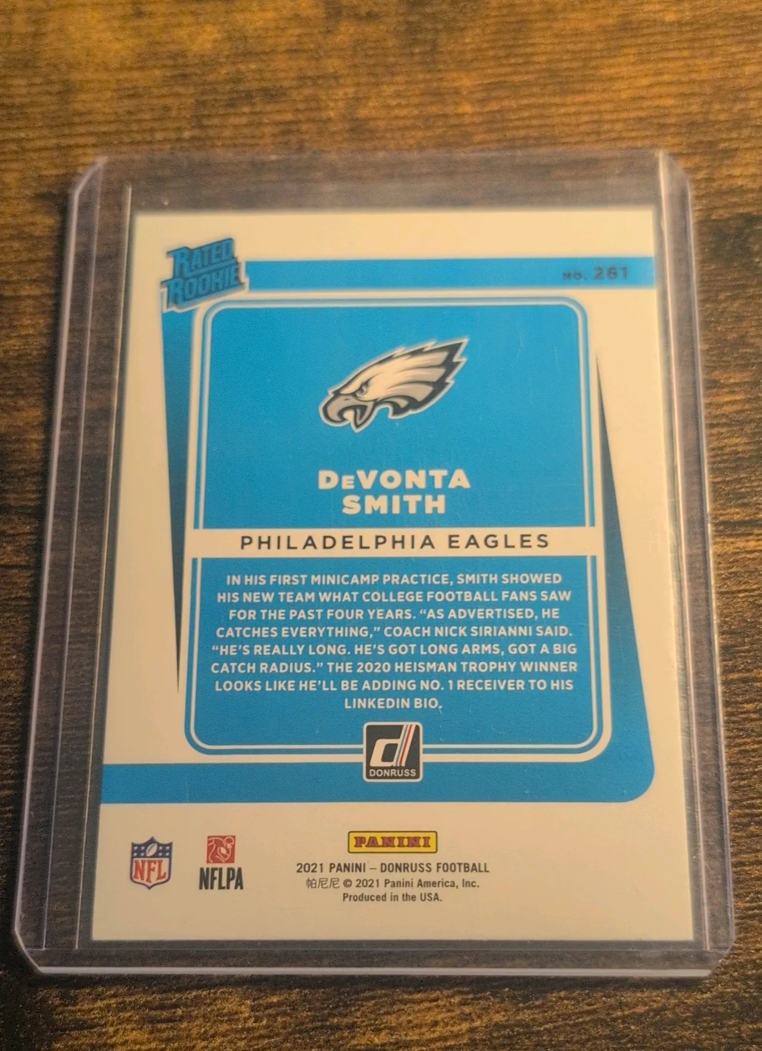 DeVonta Smith 2021 Panini Donruss Rated Rookie #301 Back