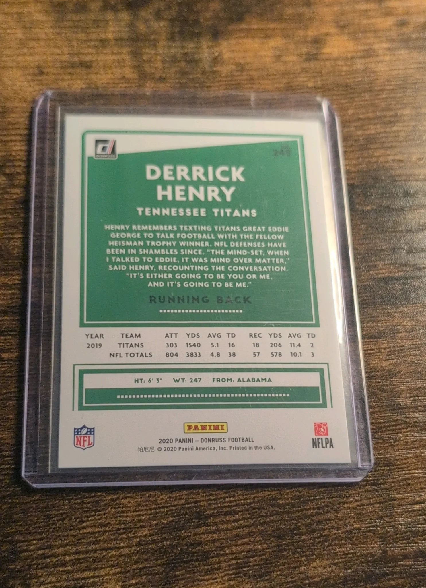 2020 Panini Donruss Derrick Henry Press Proof Blue #285 Back