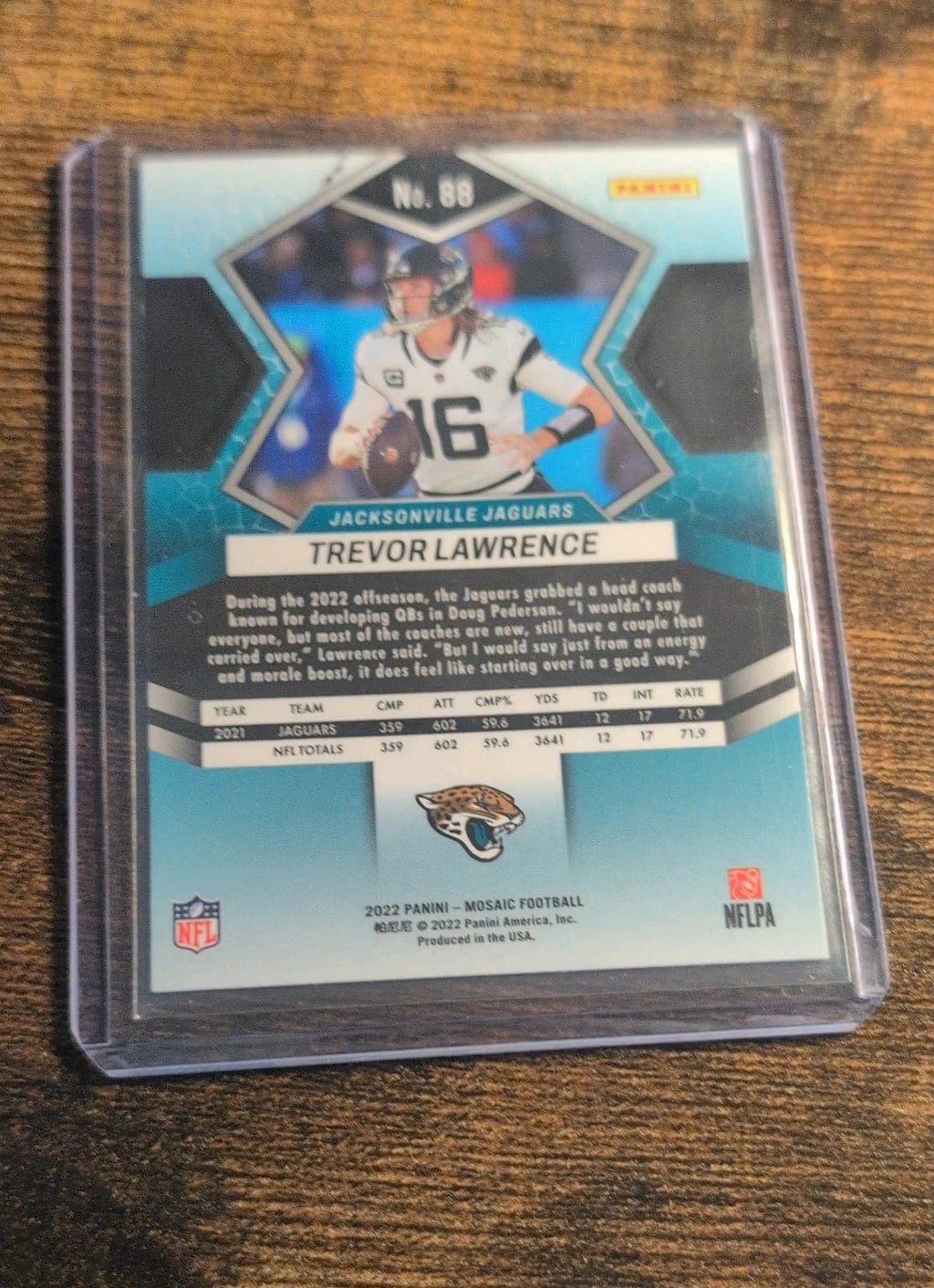 2022 Panini Mosaic Trevor Lawrence #88 Back