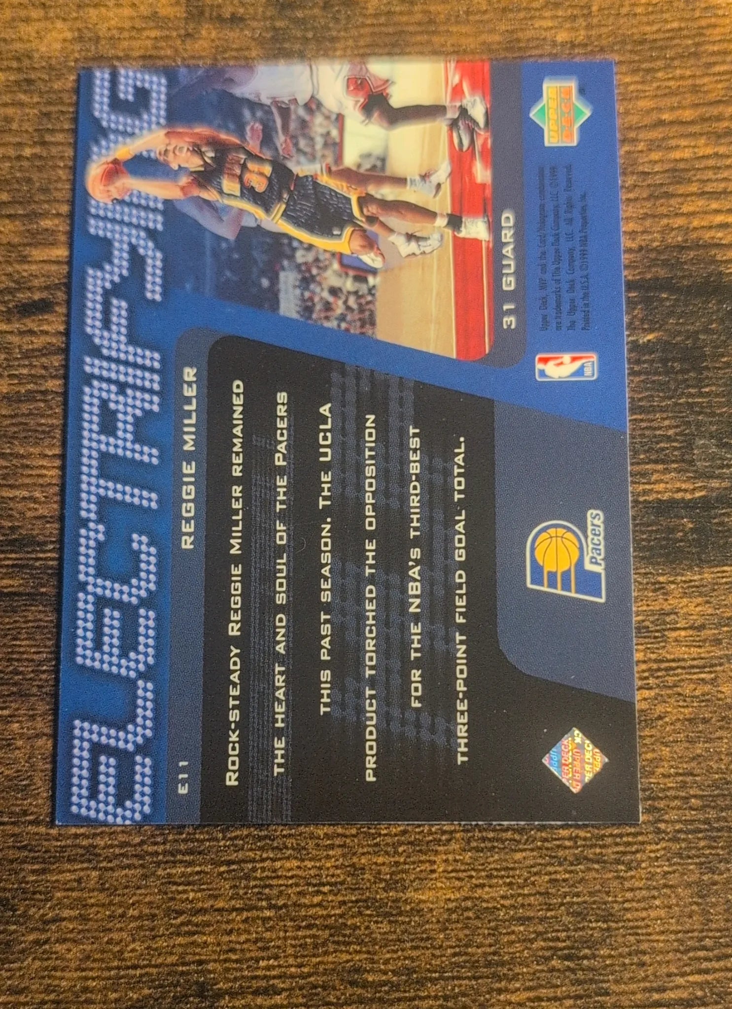 1999 Upper Deck MVP Reggie Miller Electrifying #E11 - Back