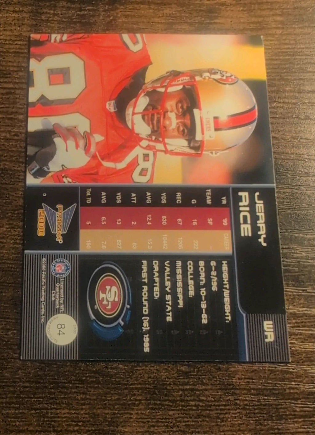 2000 Pacific Prism Jerry Rice #84 - Back