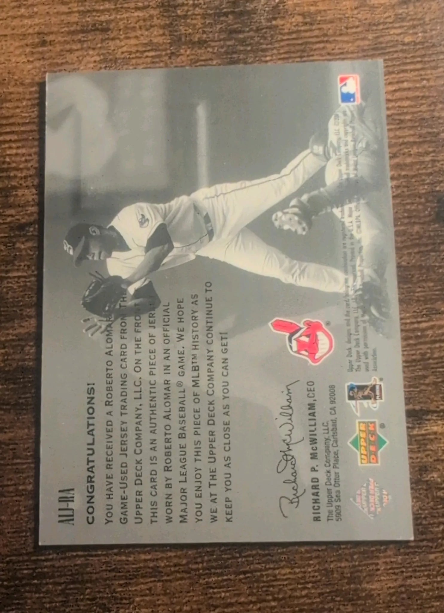 Roberto Alomar Upper Deck All-Star Authentics Game-Used Jersey Card - Back