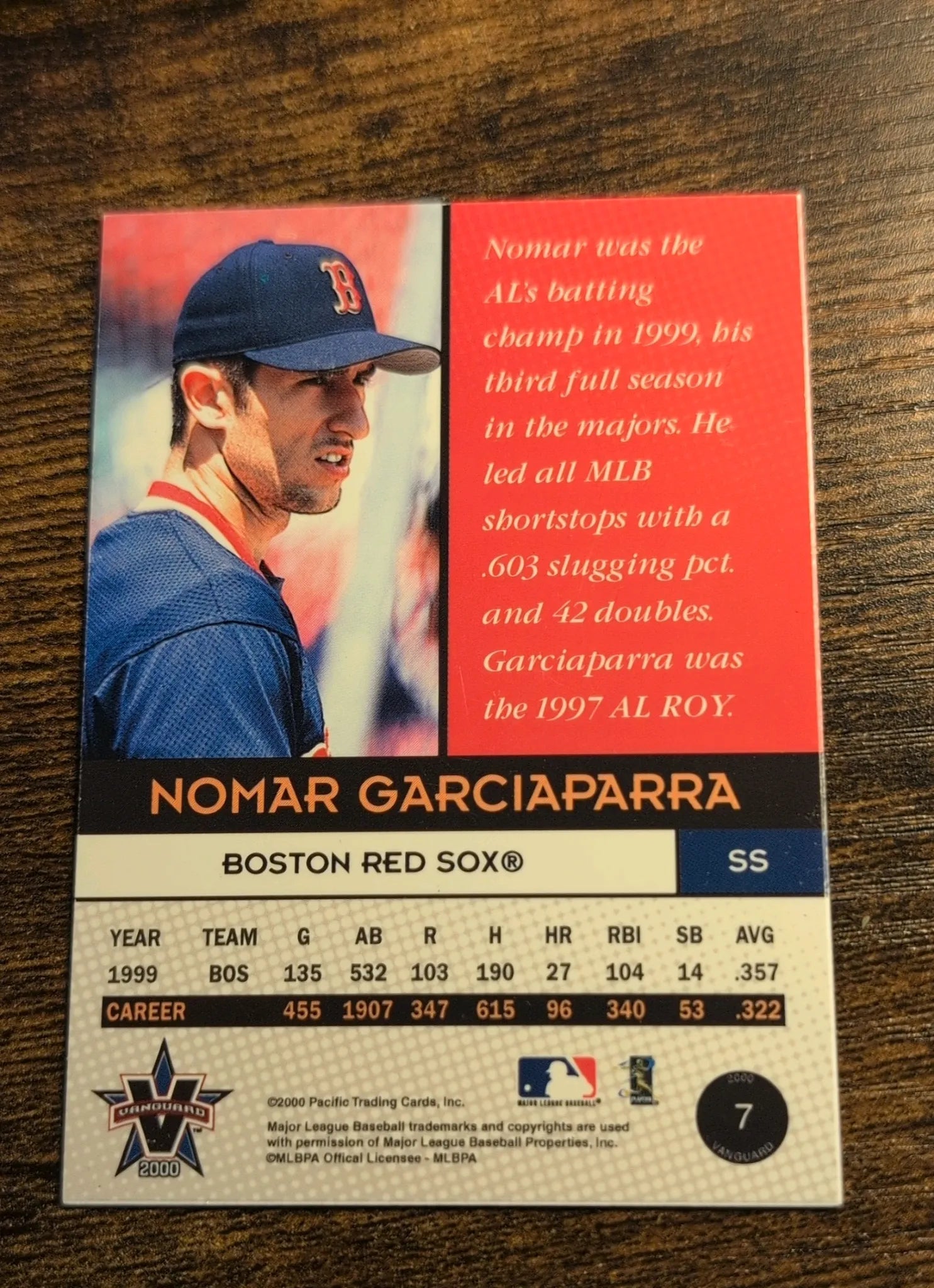 2000 Pacific Vanguard Nomar Garciaparra #7 - Back