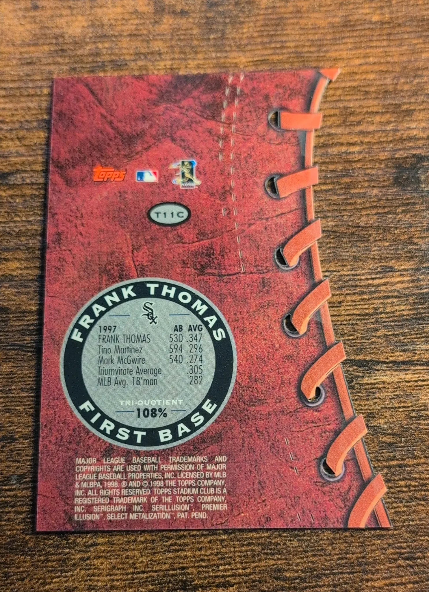 1998 Topps Stadium Club Triumvirate Frank Thomas T11C - Back