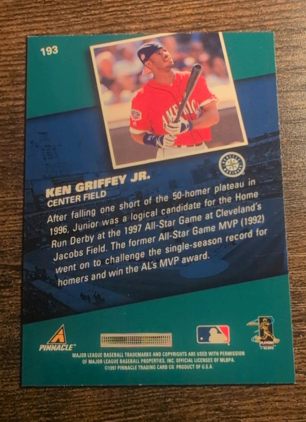 1997 Pinnacle Ken Griffey Jr. Goin' Jake #193 Back