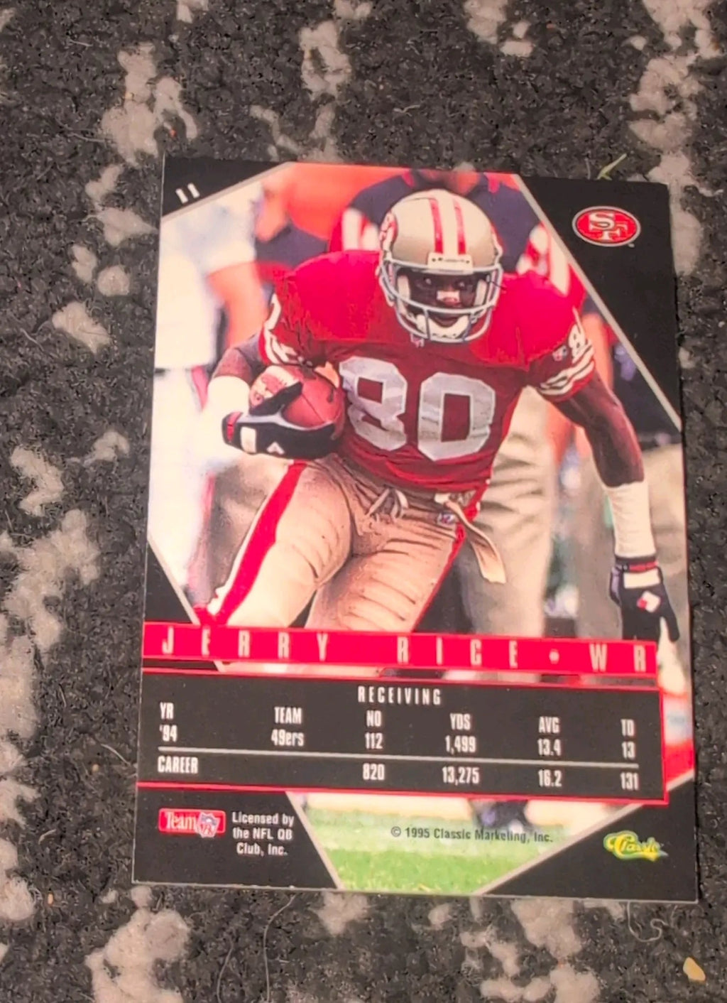 1995 Classic Five Sport Jerry Rice #11 - Back