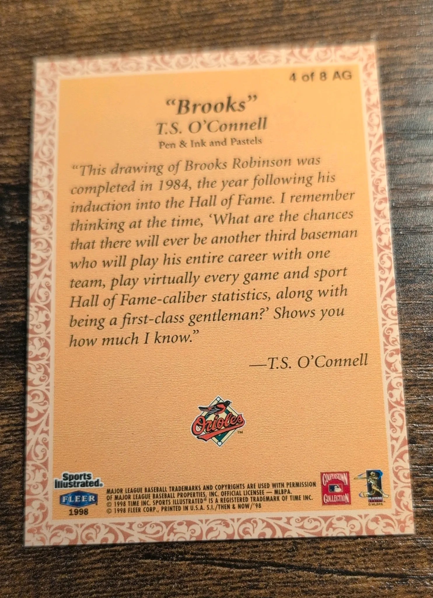 1998 Fleer Sports Illustrated Brooks Robinson Art Gallery #4 of 8 AG - Back