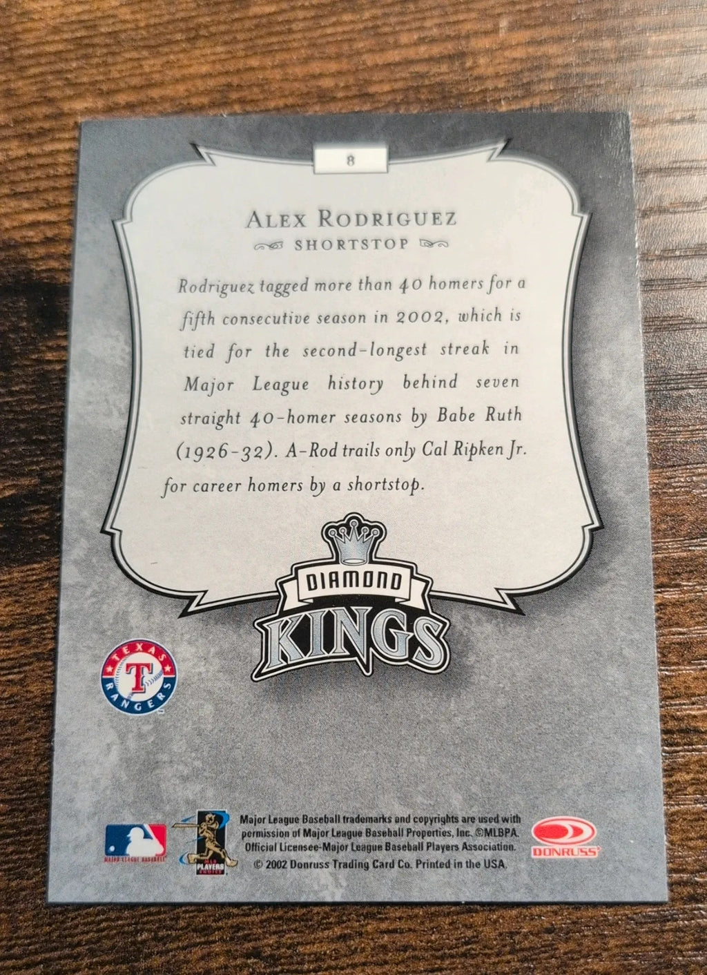 2003 Donruss Diamond Kings #8 Alex Rodriguez - Back