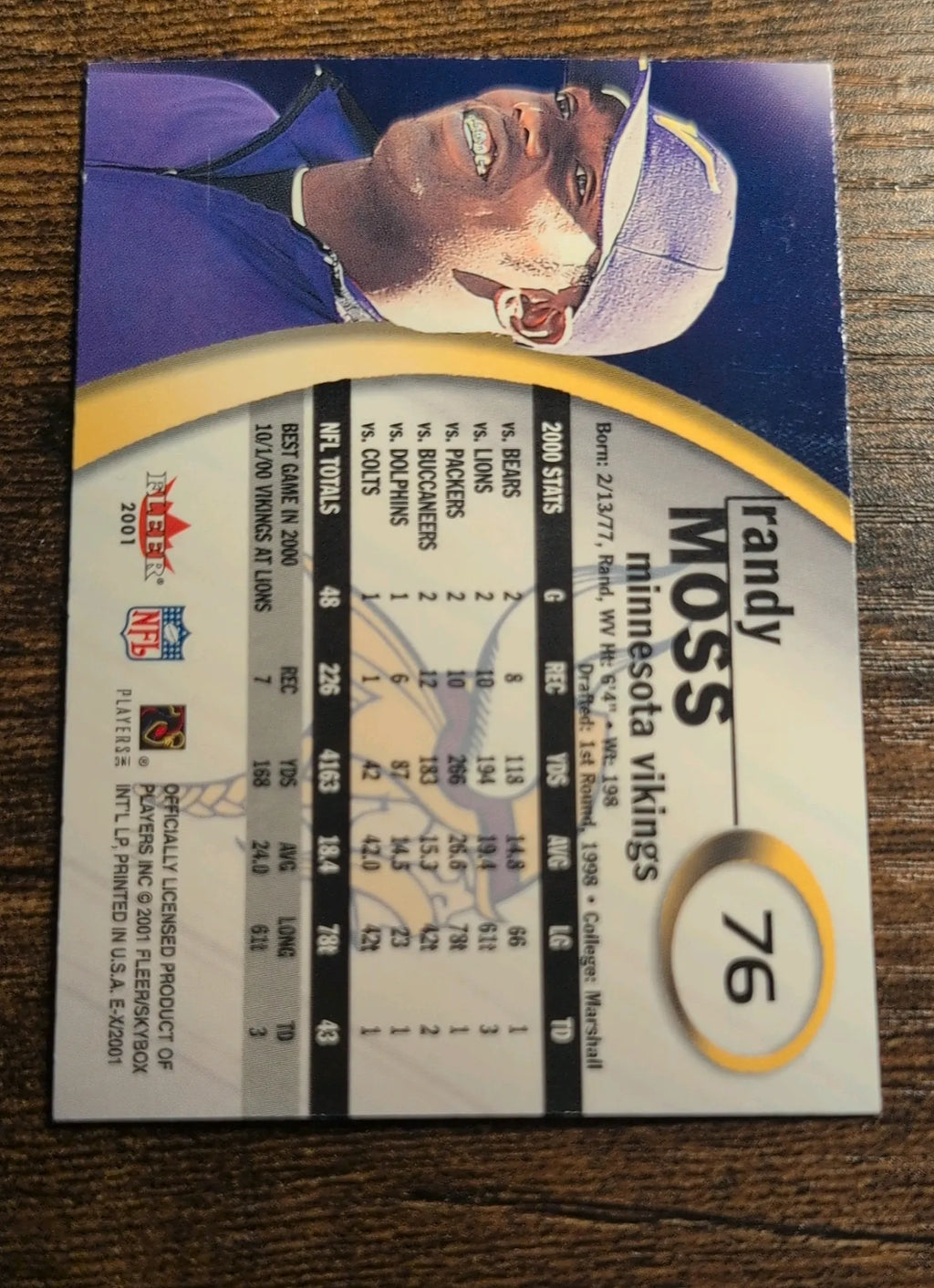 2001 Fleer Showcase Randy Moss #76
