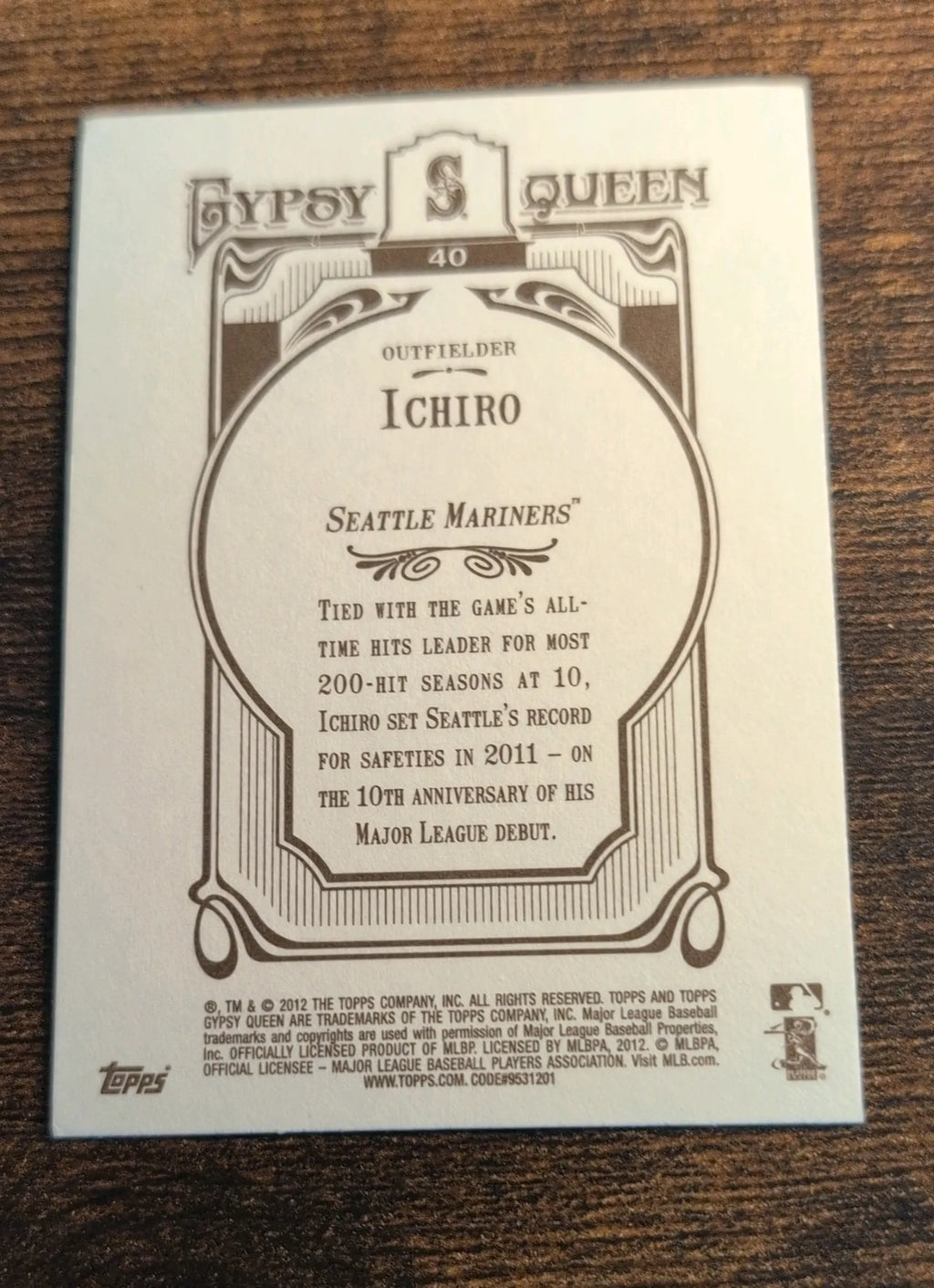 2012 Topps Gypsy Queen Ichiro Suzuki #40
