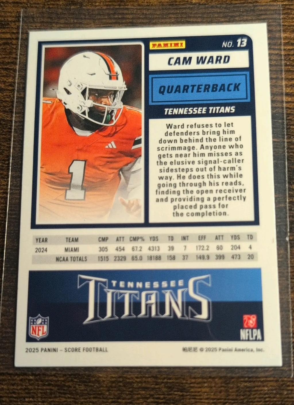 2025 Panini Score Cam Ward Rookie #13 Halloween Orange Parallel