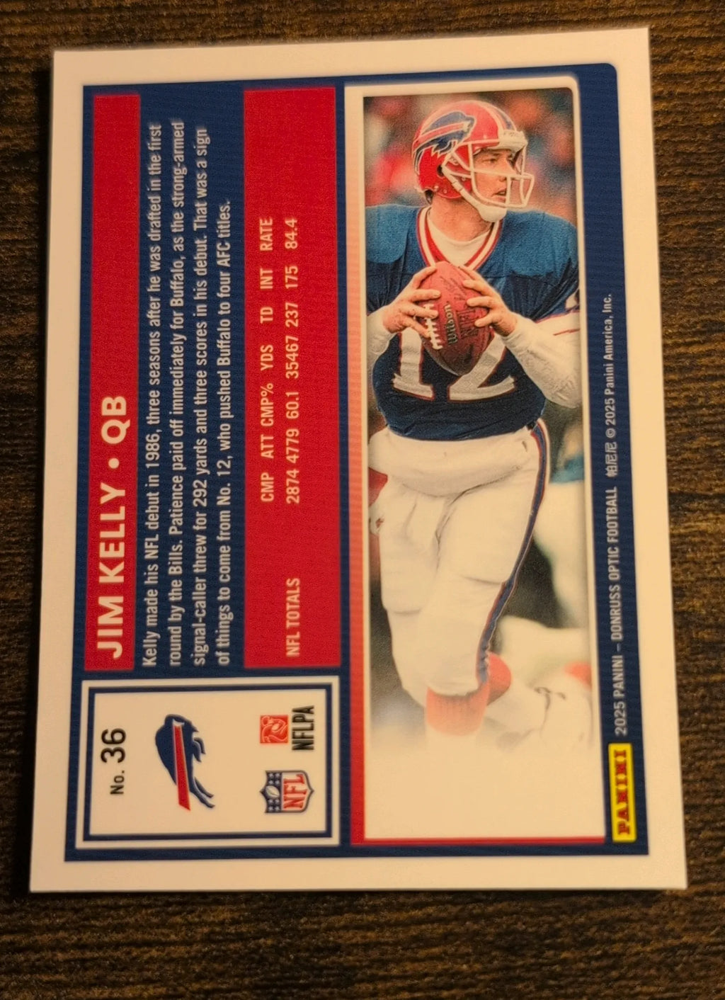 2025 Panini Donruss Optic Football Jim Kelly #36 Bills NM