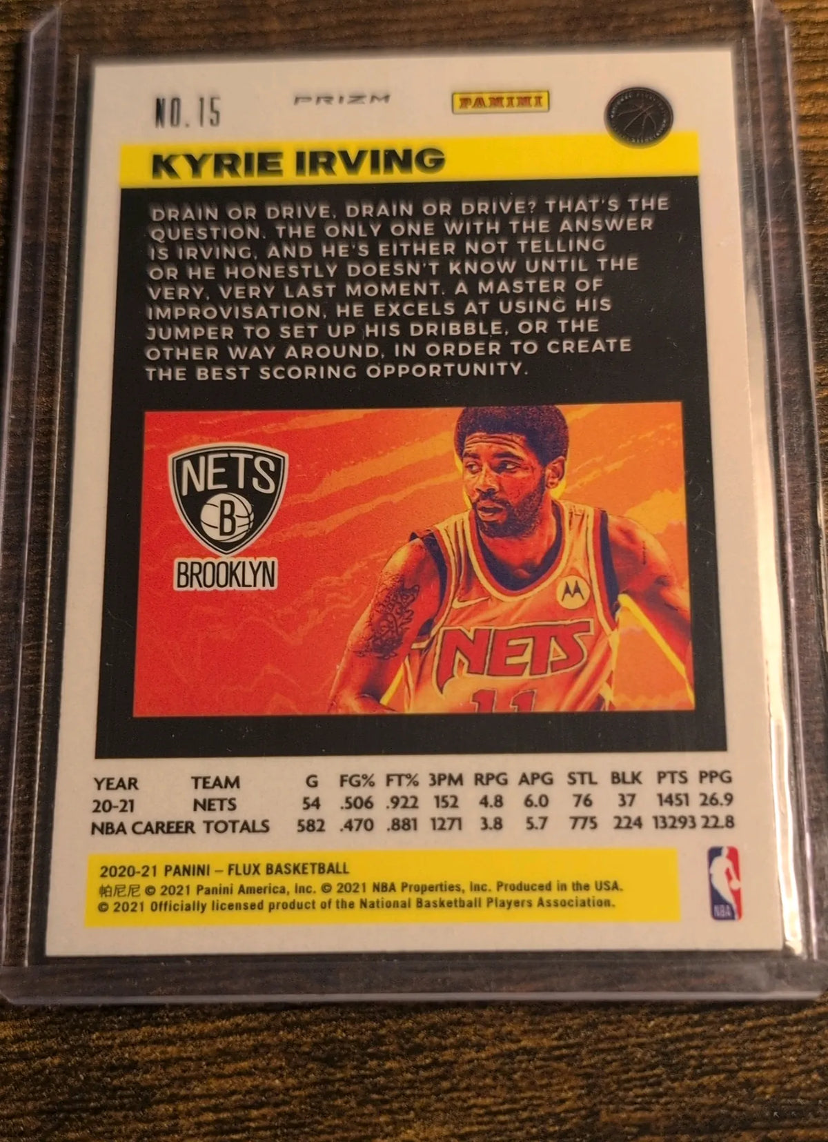 2020-21 Panini Flux Prizm Silver Cracked Ice Kyrie Irving #15 Brooklyn Nets NM