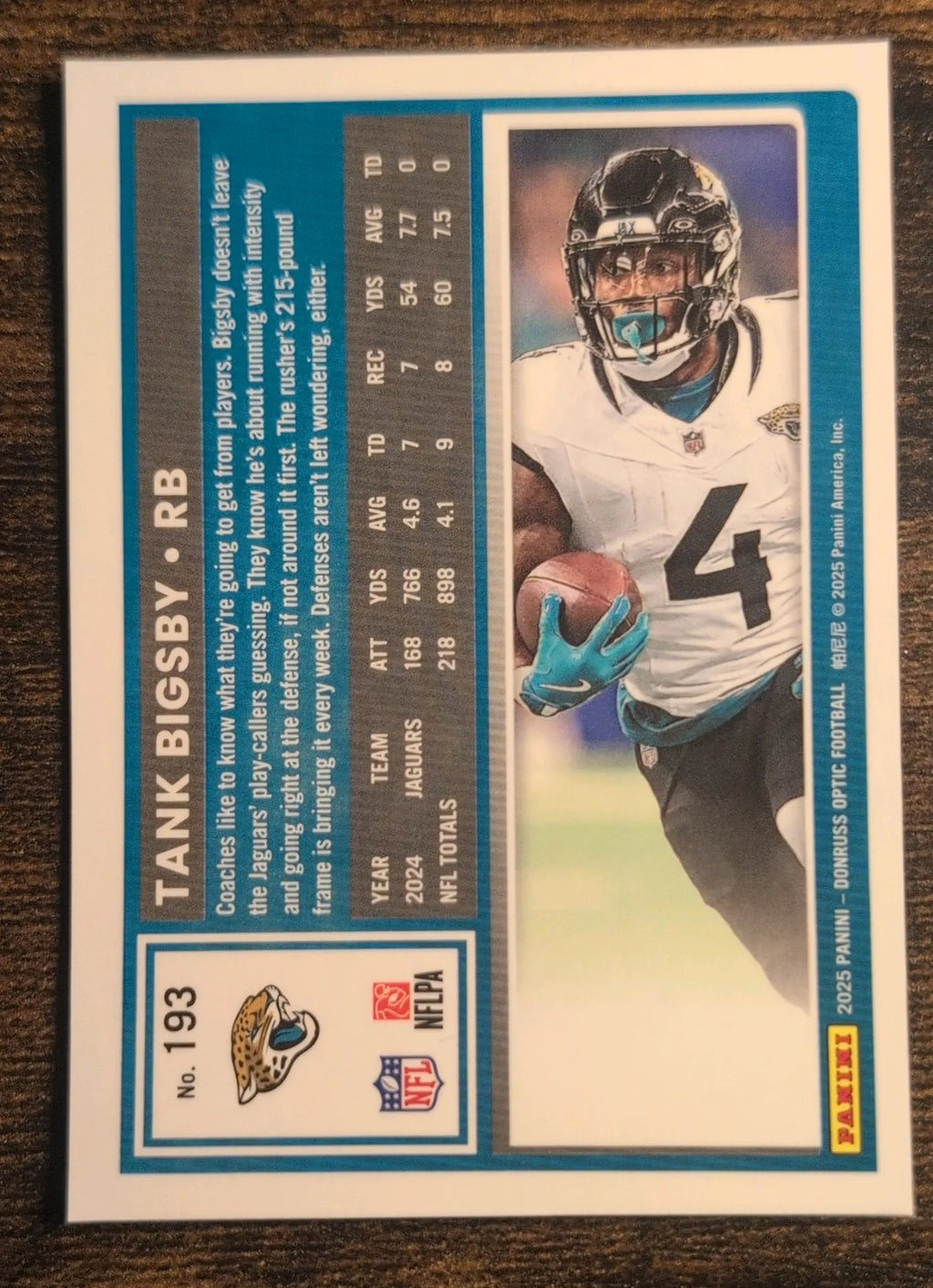 2025 Panini Donruss Optic Football Tank Bigsby #193 Jaguars Raw NM