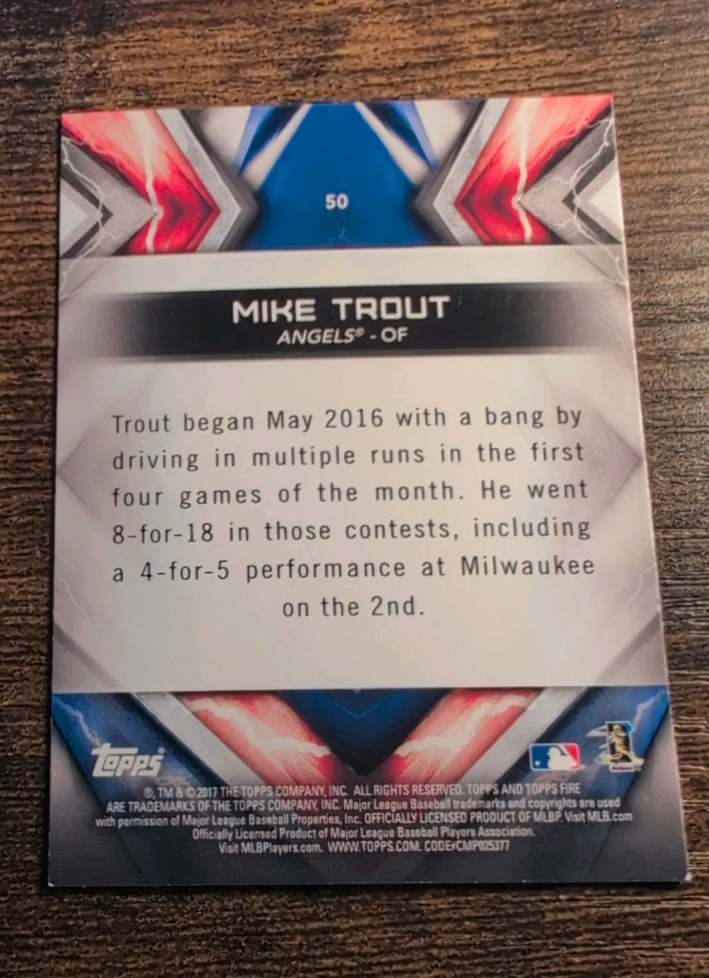 2017 Topps Fire Mike Trout #50