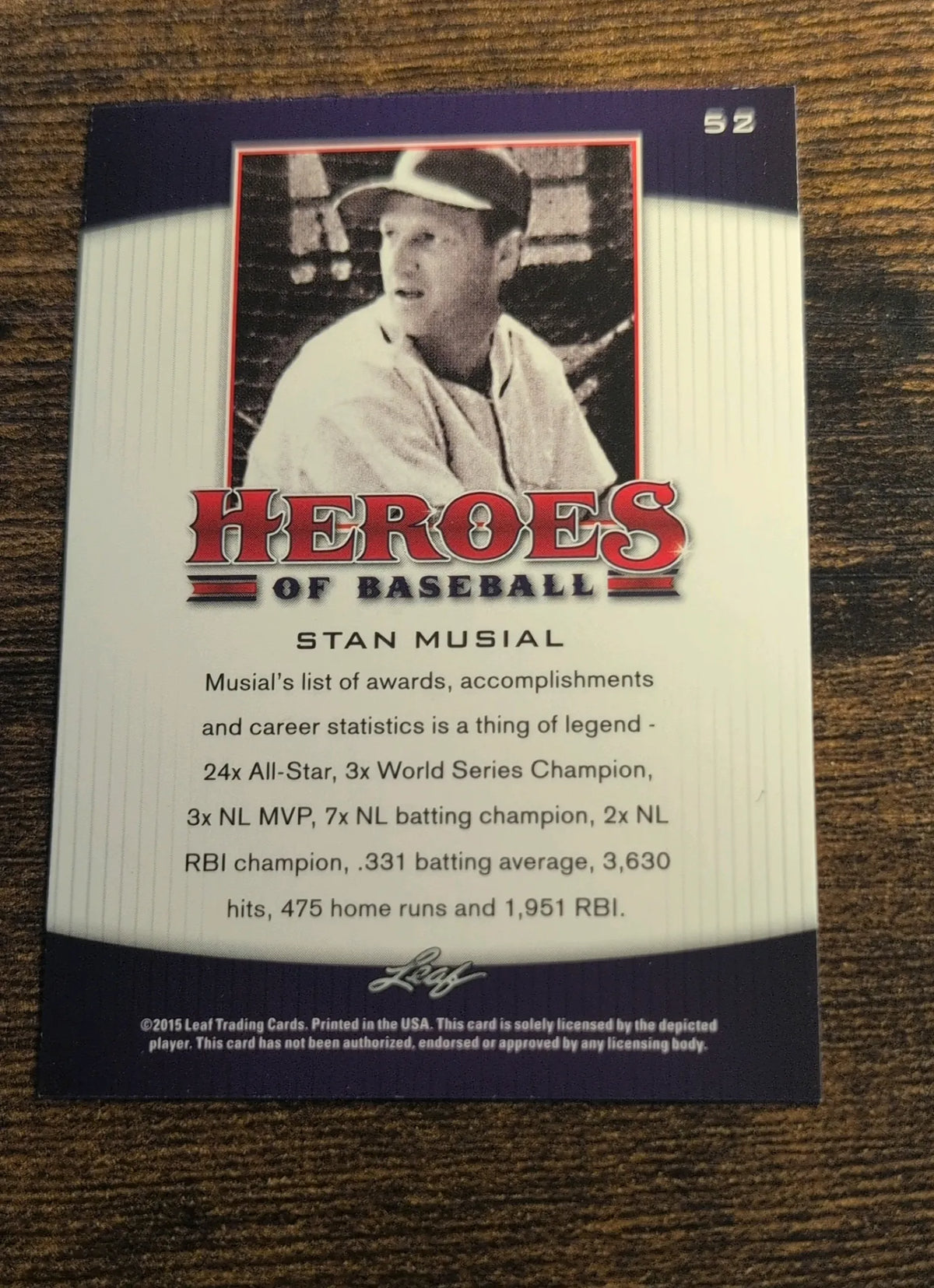 2015 Leaf Heroes of Baseball Stan Musial #52