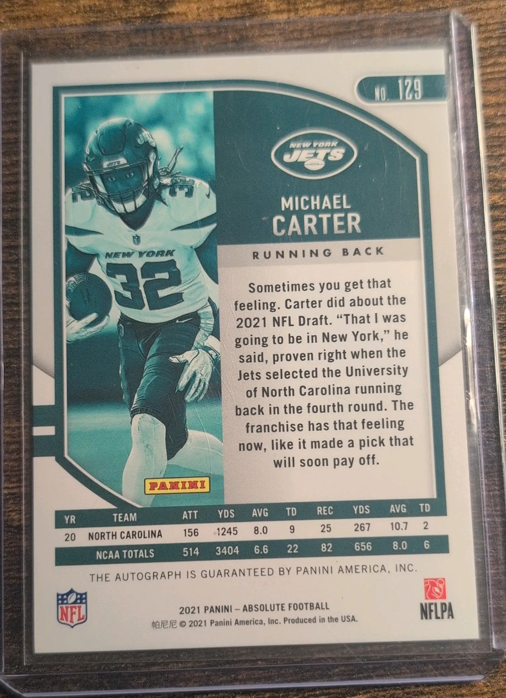 2021 Panini Absolute Michael Carter Rookie Autograph #129