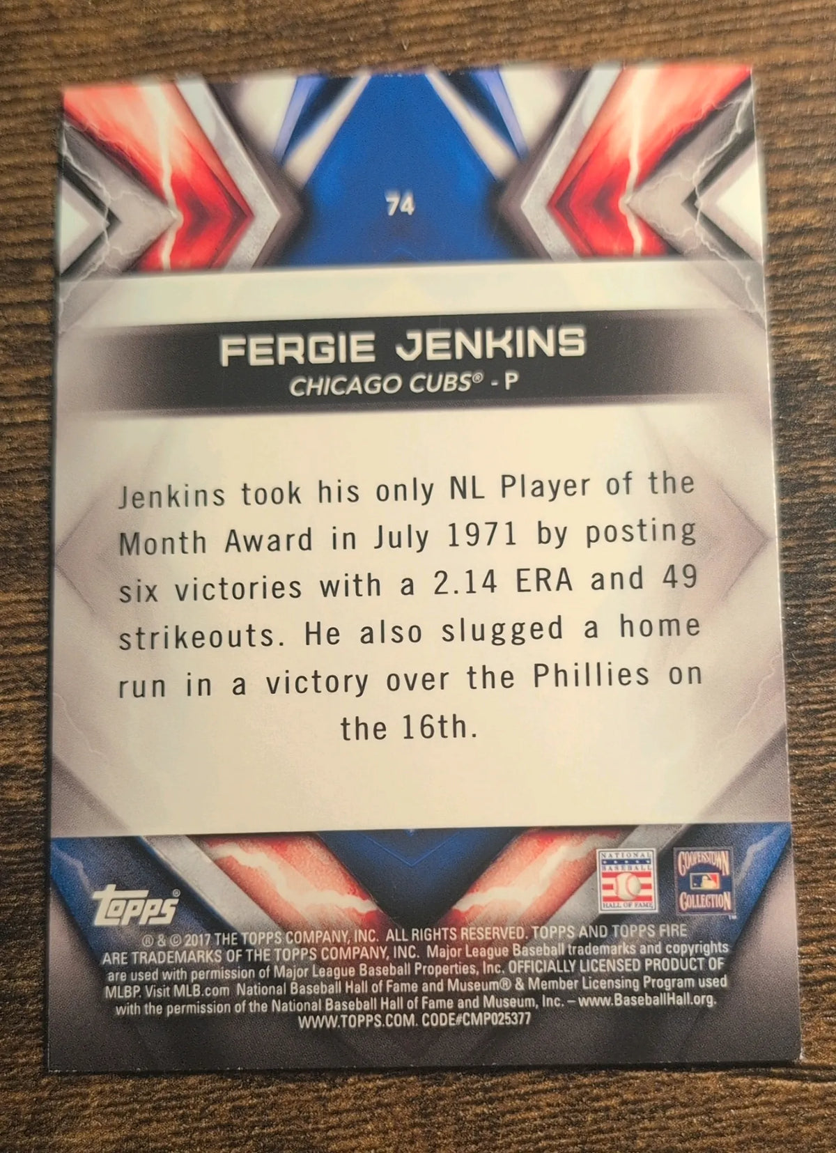2017 Topps Archives Fergie Jenkins #74