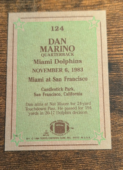 1984 Topps Dan Marino Instant Replay #124