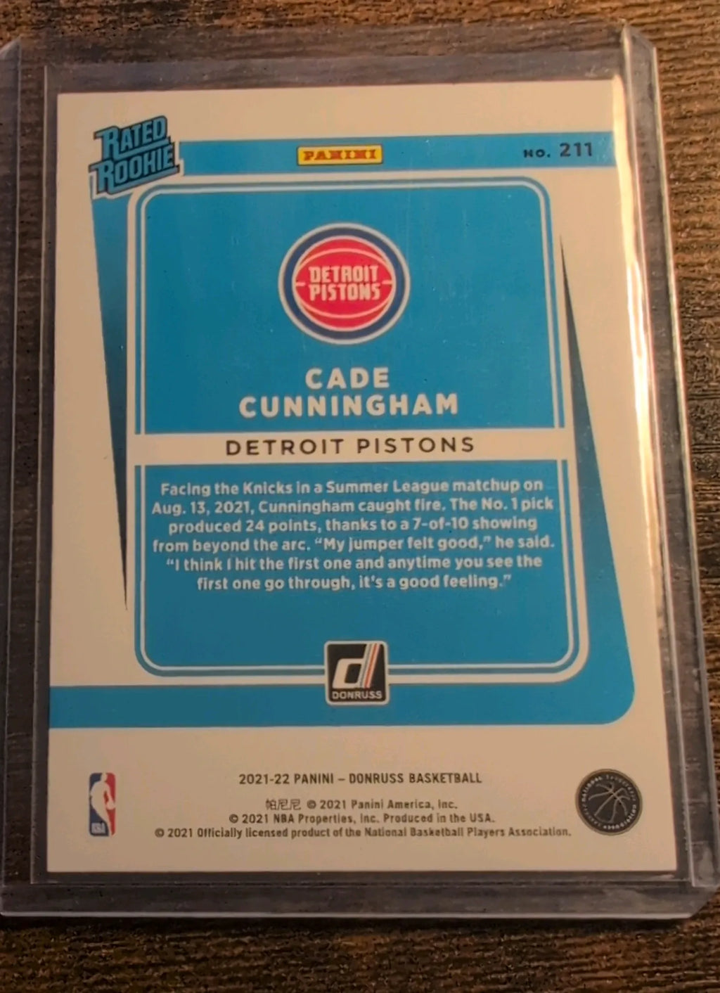 2021–22 Panini Donruss Cade Cunningham Rated Rookie #211