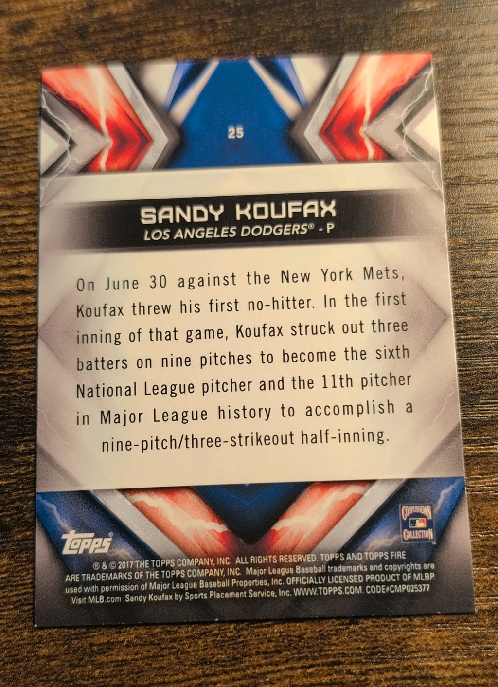 2017 Topps Fire Sandy Koufax #25