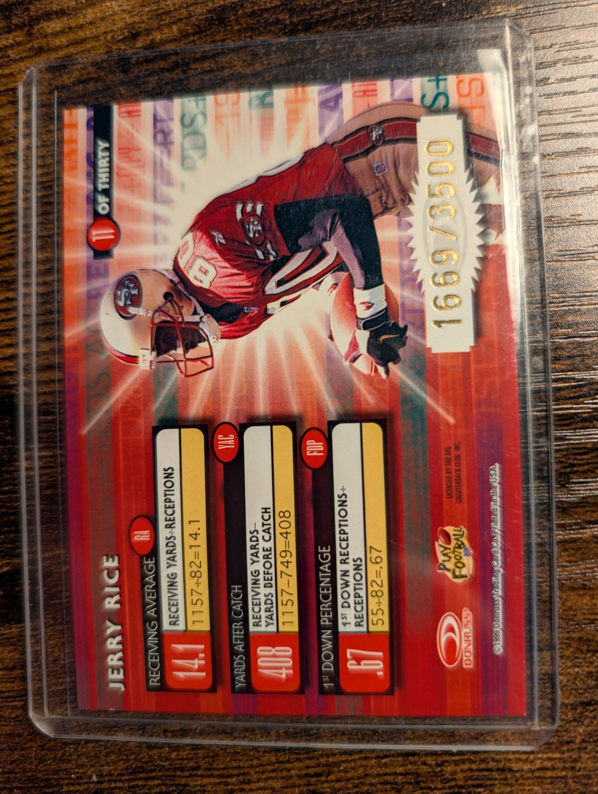 1999 Donruss Elite Power Formulas Jerry Rice 1669/3500