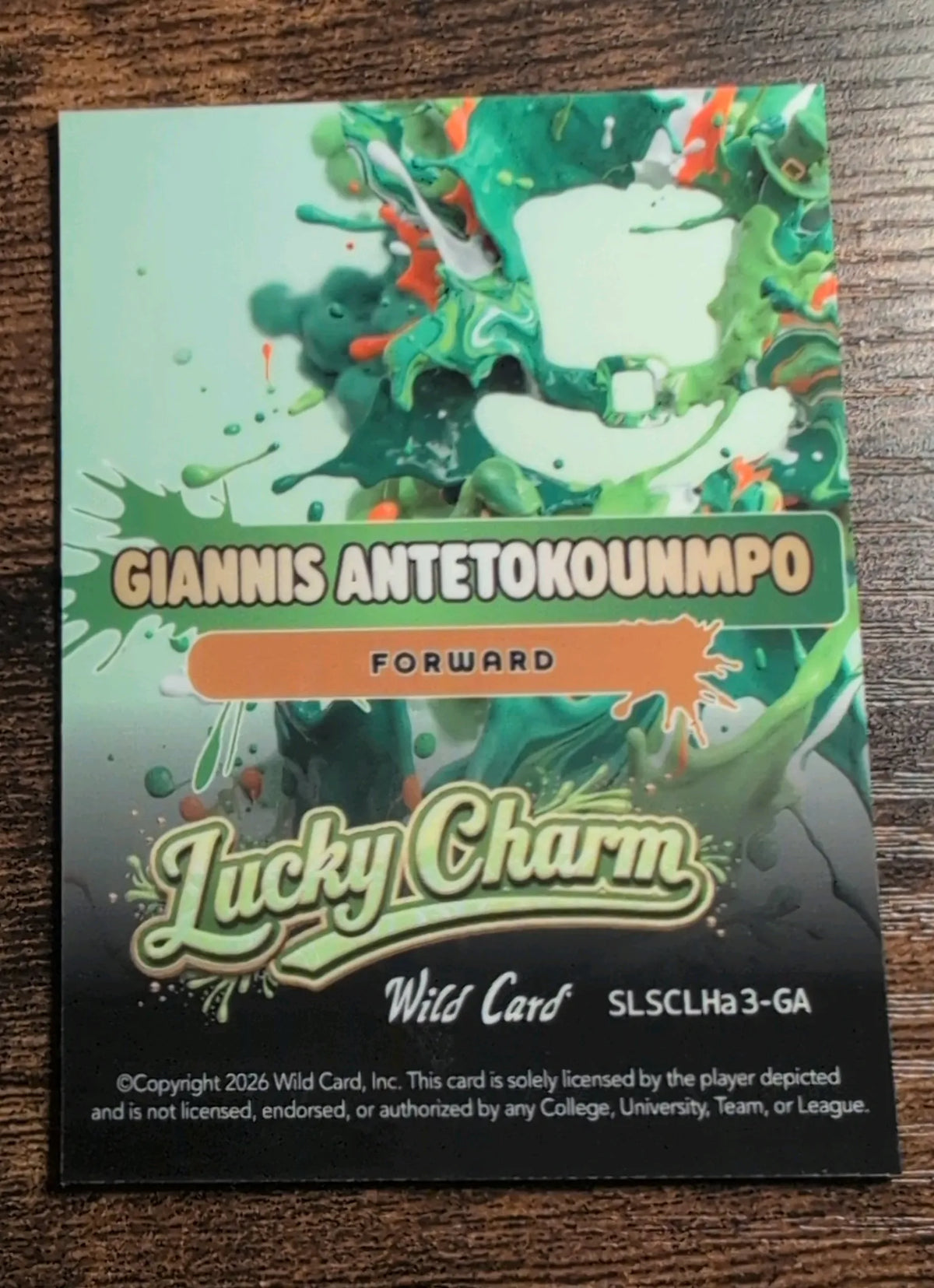 2026 Wild Card Lucky Charm Giannis Antetokounmpo 1/1 Wild Card SLSCLHa3-GA