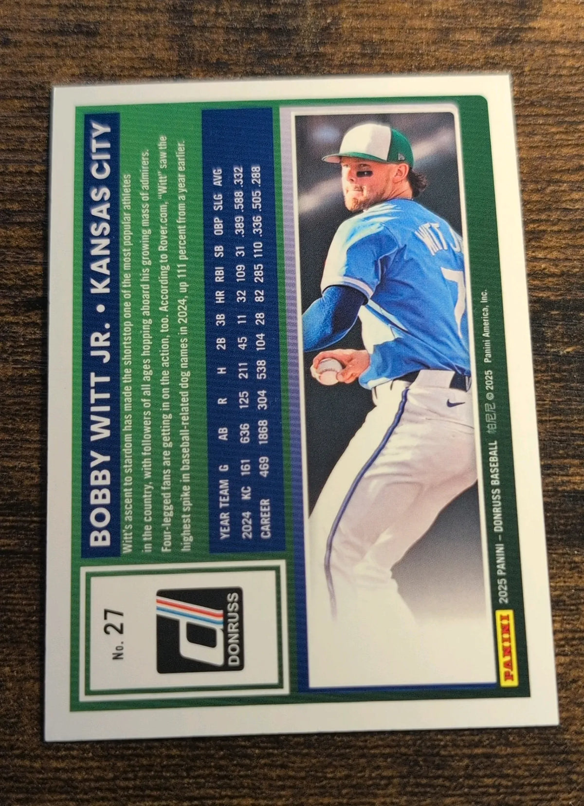 2025 Panini Donruss Bobby Witt Jr. #27 160/199 Baseball Card