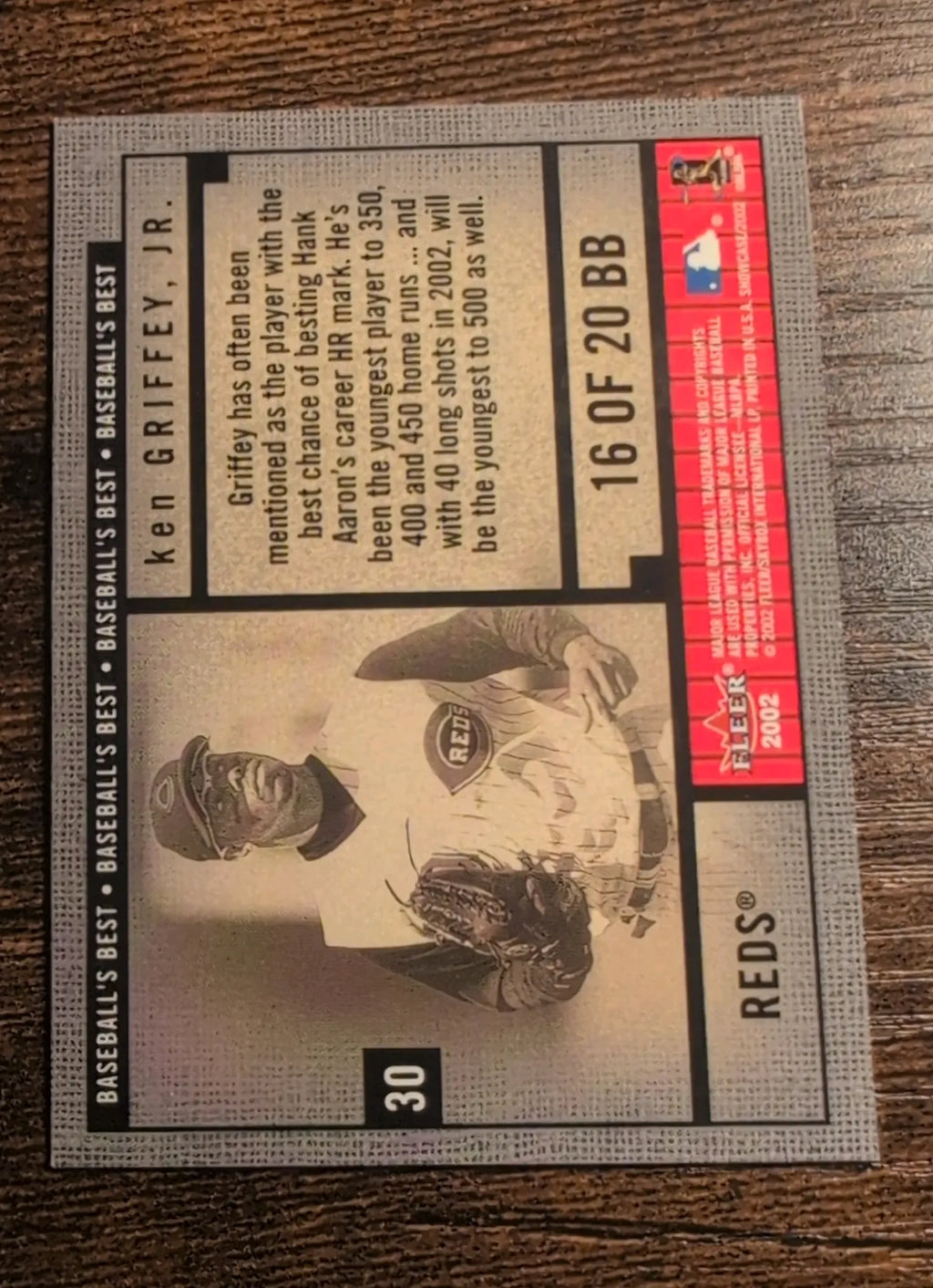 2002 Fleer Baseball's Best Ken Griffey Jr. #30 Cincinnati Reds