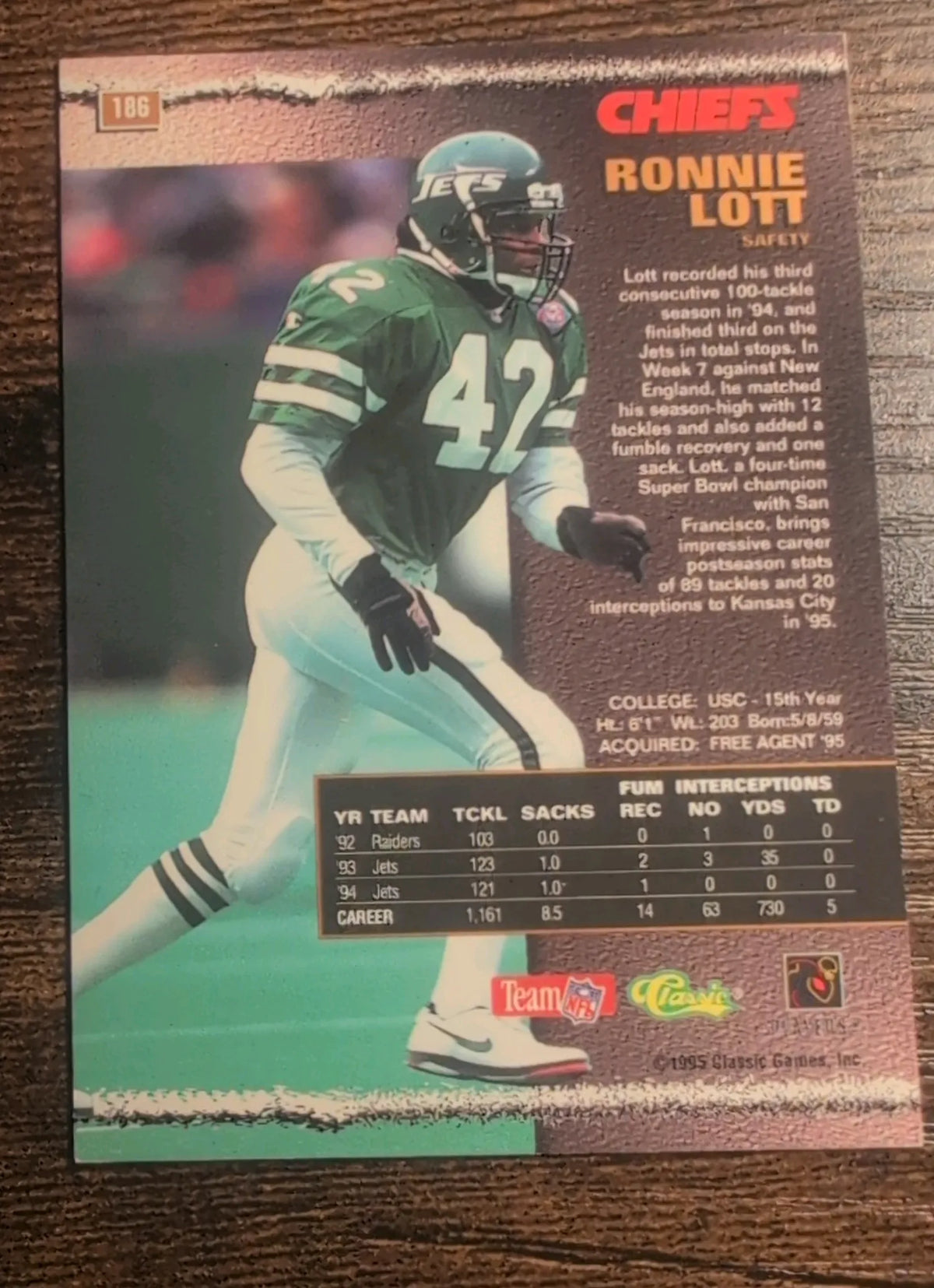 1995 Classic NFL Ronnie Lott #106 Printer's Proof 1/400