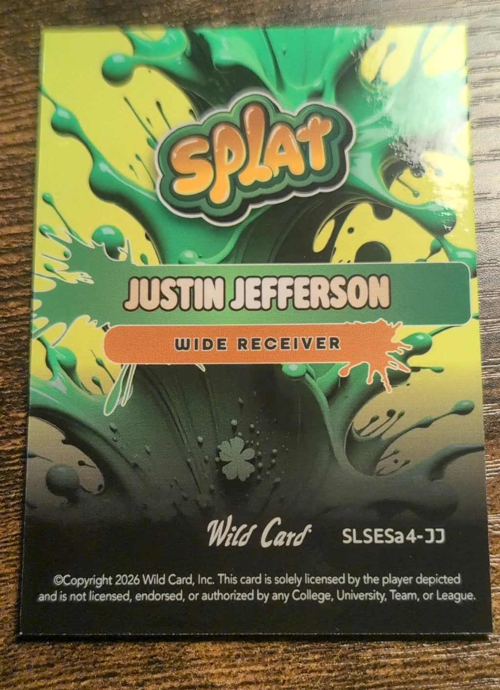 2026 Wild Card Splat Justin Jefferson Green Splat #SLSESa4-JJ 3/6