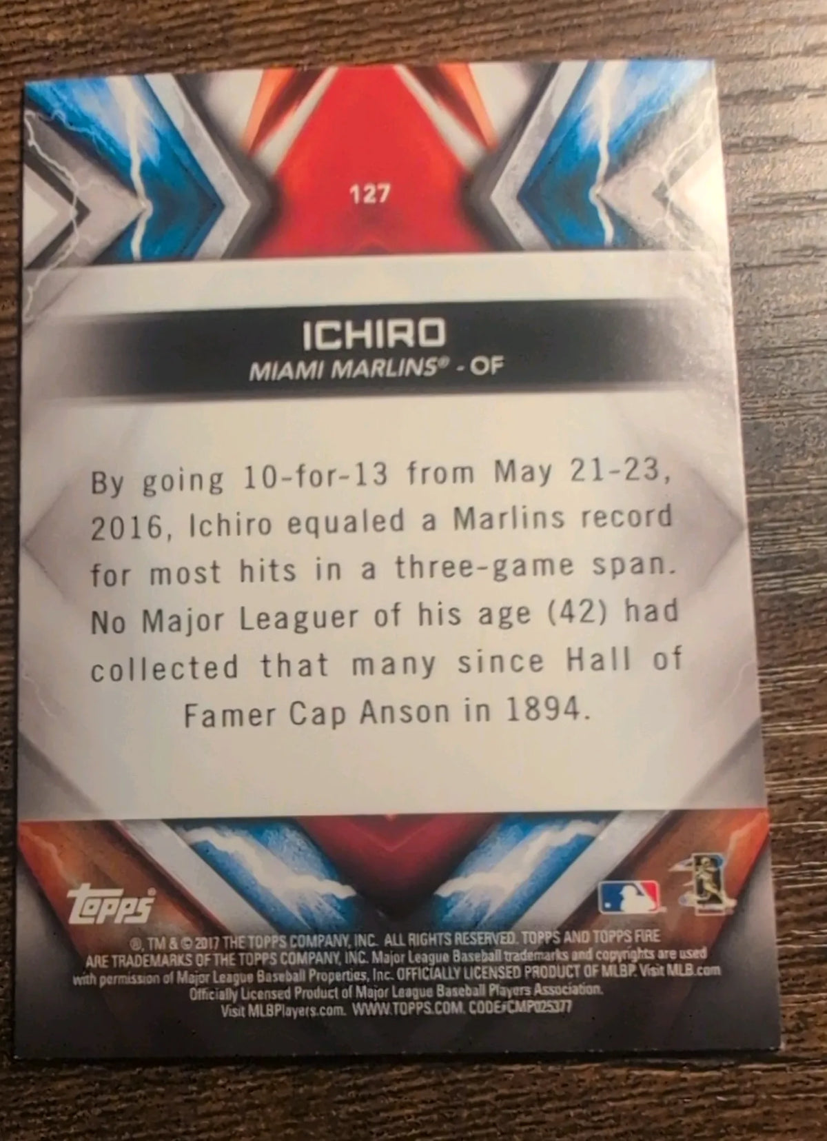 2017 Topps Fire Ichiro #127