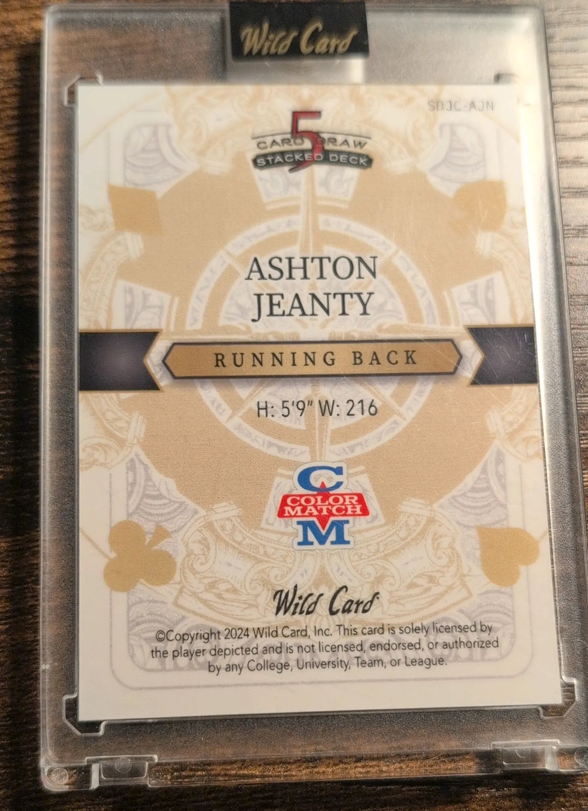 2024 Wild Card 5 Card Draw Stacked Deck Ashton Jeanty 1/1