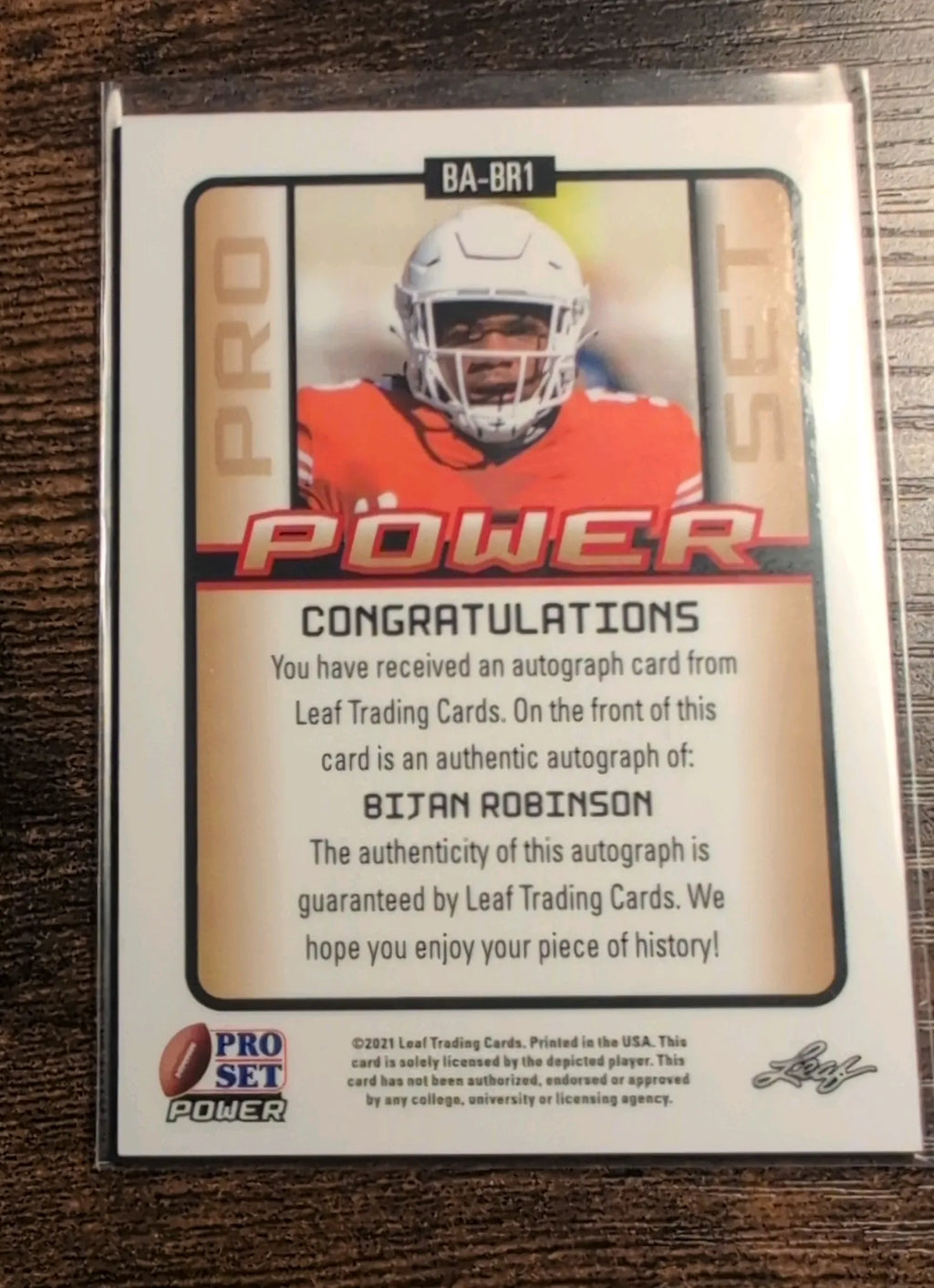 2021 Leaf Pro Set Power Bijan Robinson Auto #BA-BR1 65/99