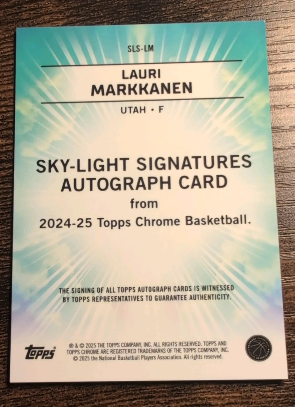 2024–25 Topps Chrome Lauri Markkanen Sky-Light Signatures Auto #SLS-LM