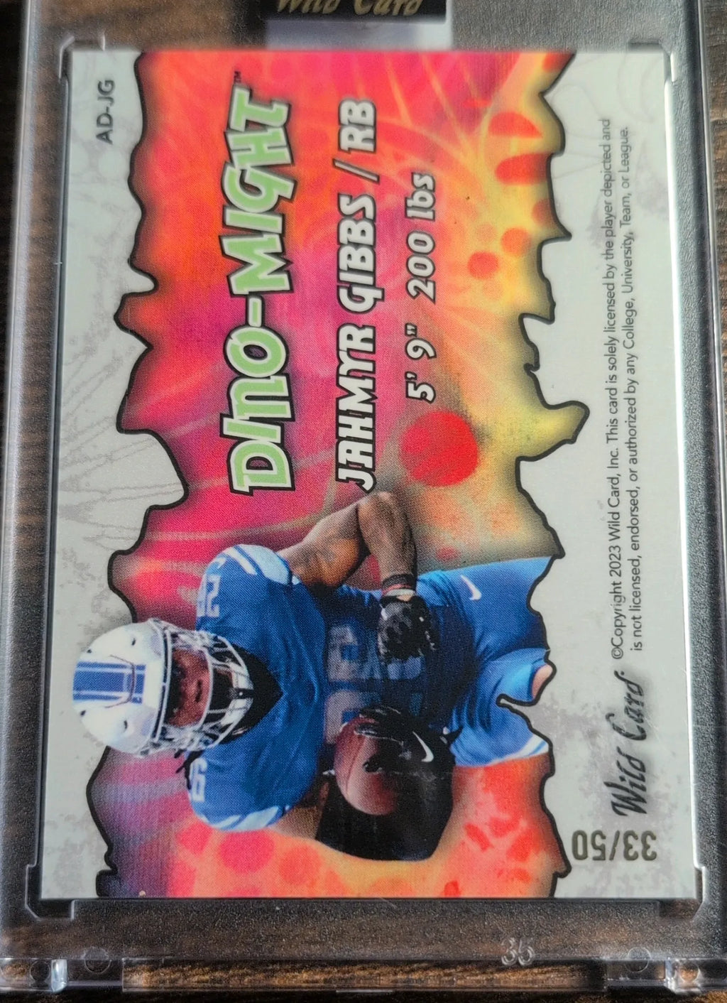 2023 Wild Card Alumination Dino-Might Jahmyr Gibbs #AD-JG 33/50