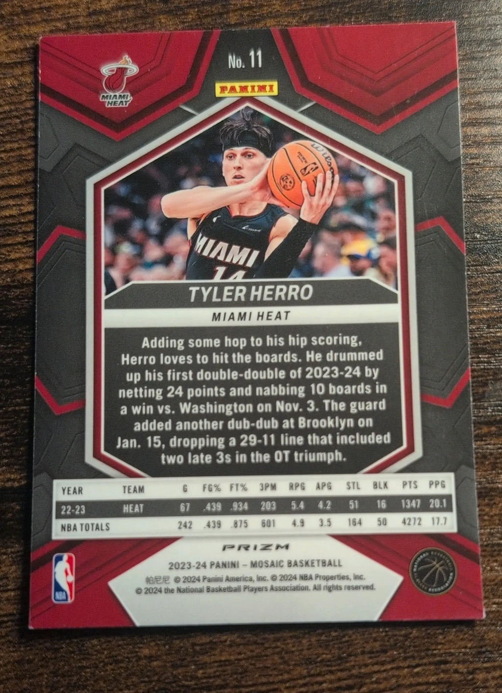 2023-24 Panini Mosaic Tyler Herro #11 Green Mosaic - Miami Heat - Raw NM
